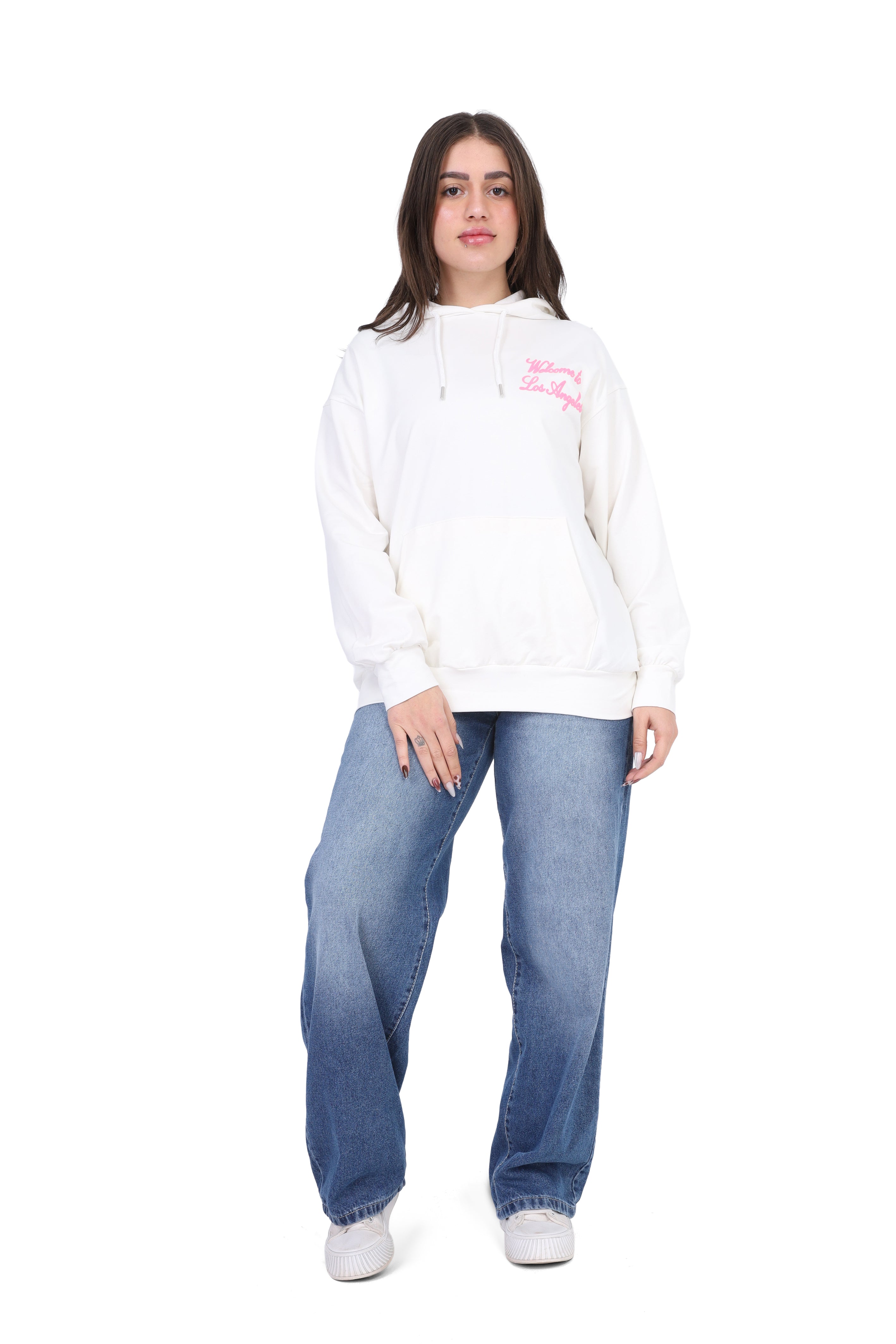 Hooded Sweatshirt with Back Graphic Print 2059S405