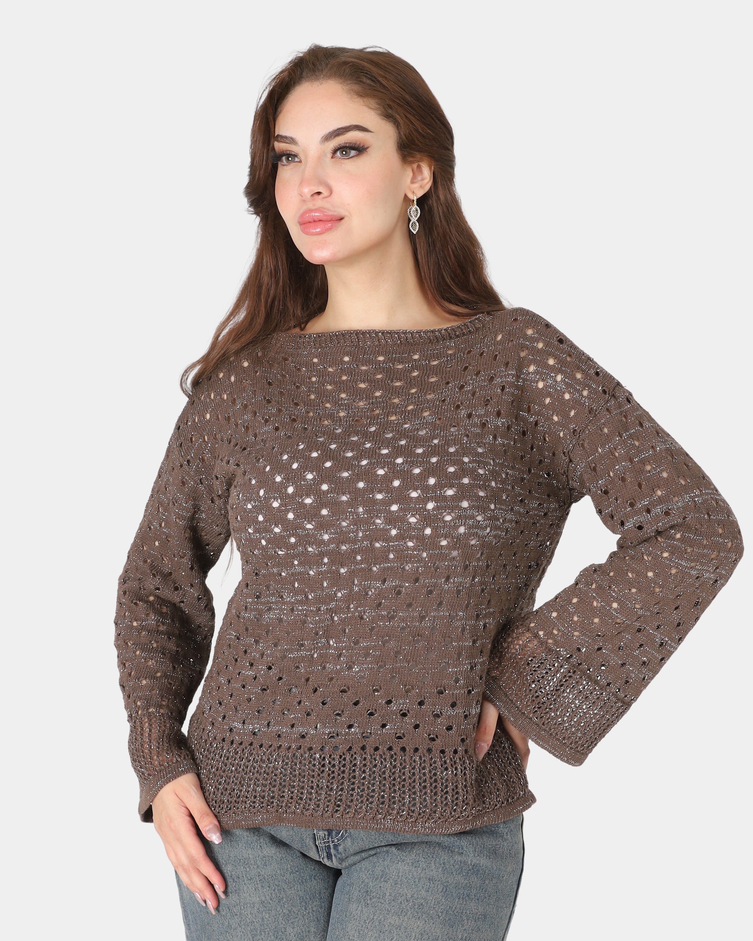 Cropped Crochet Mesh Blouse 2065108
