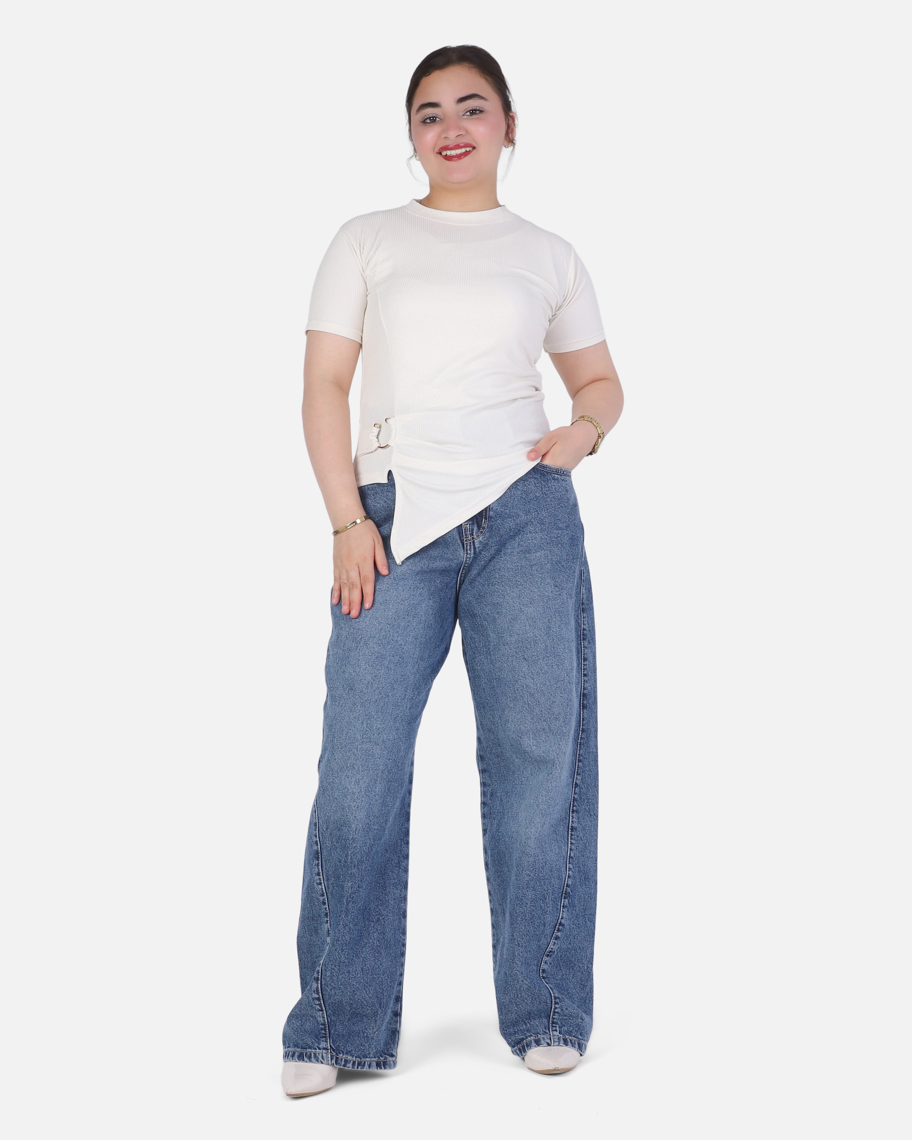 Asymmetrical Hem T-Shirt 2066002