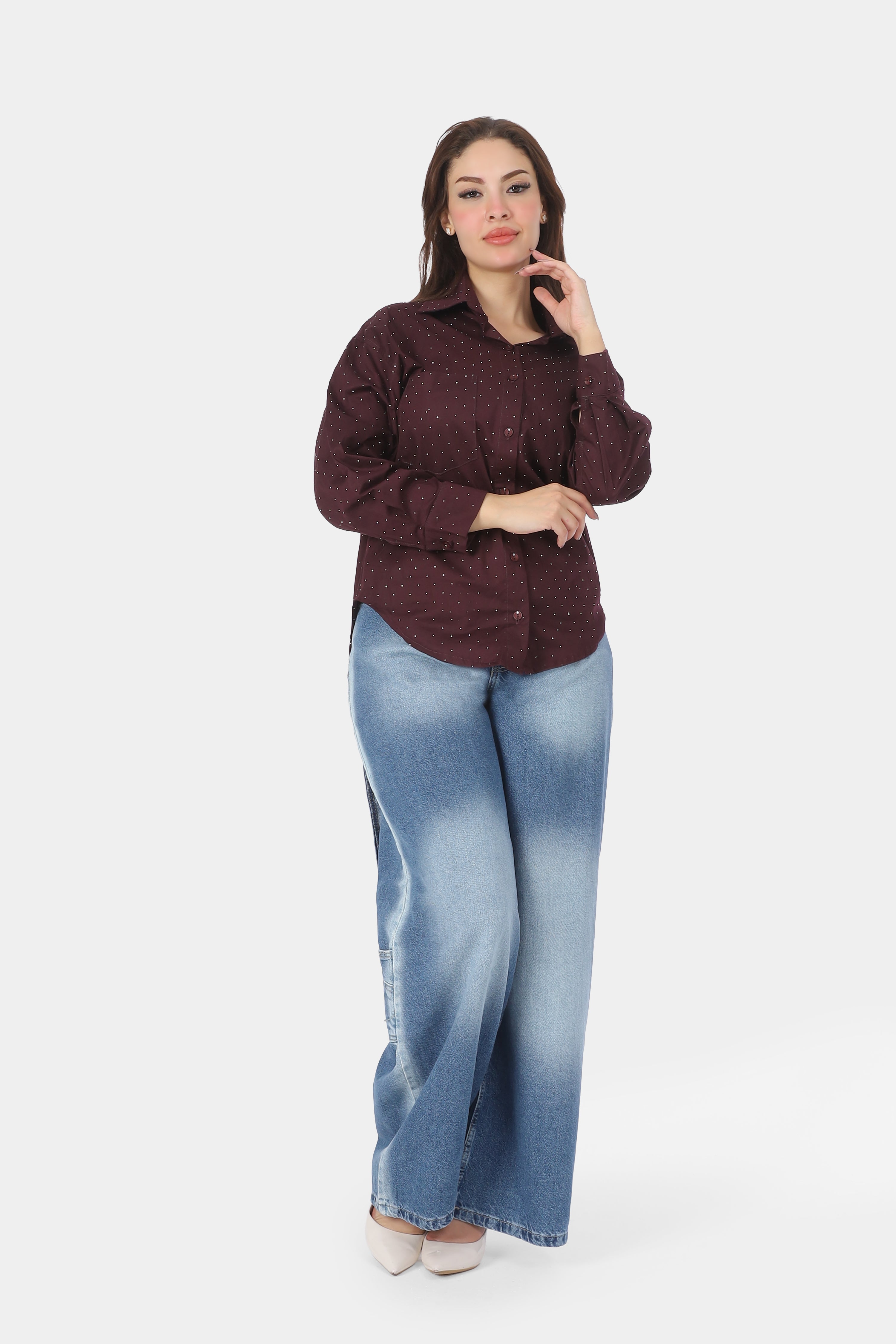 Shiny Dotted Classic Shirt 2066101122