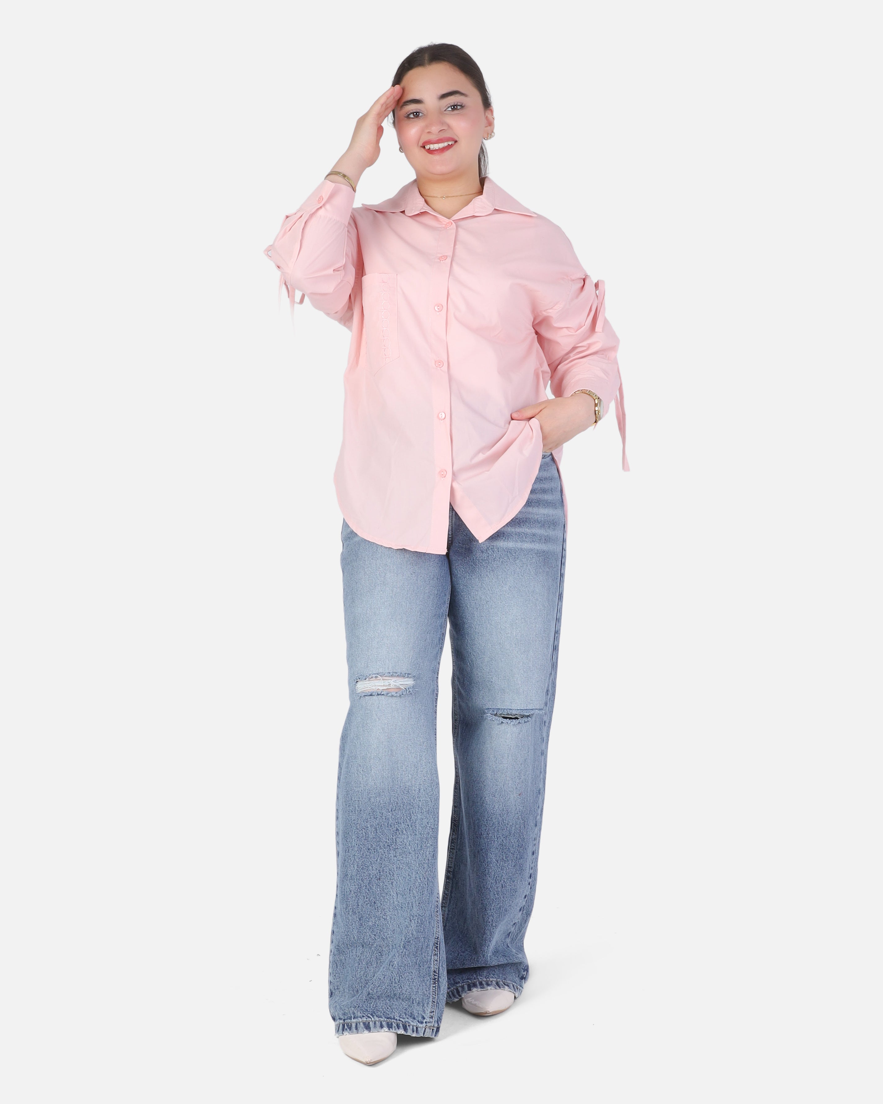 Shirt with Ruched Sleeve Detail 206610463