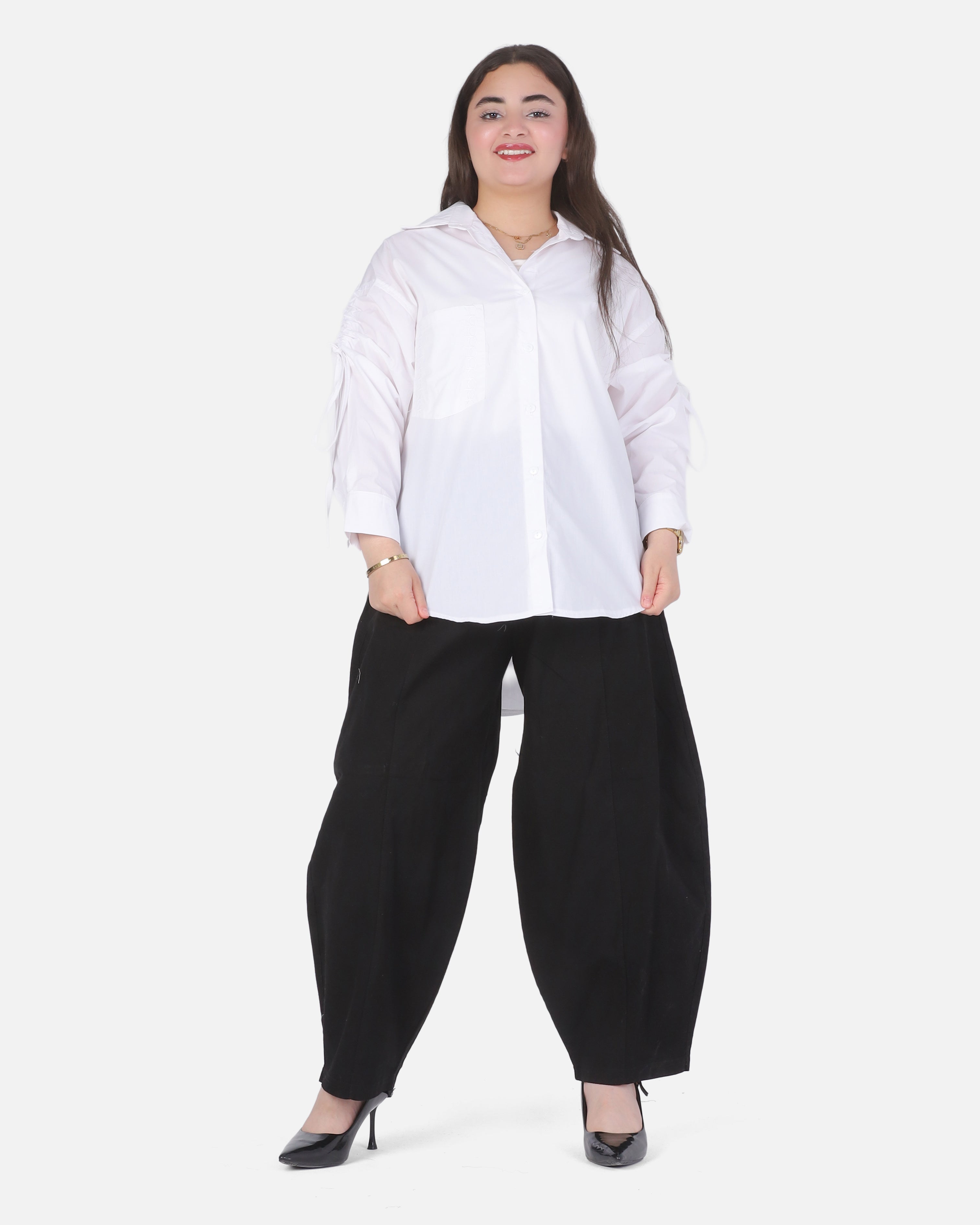 Shirt with Ruched Sleeve Detail 206610463