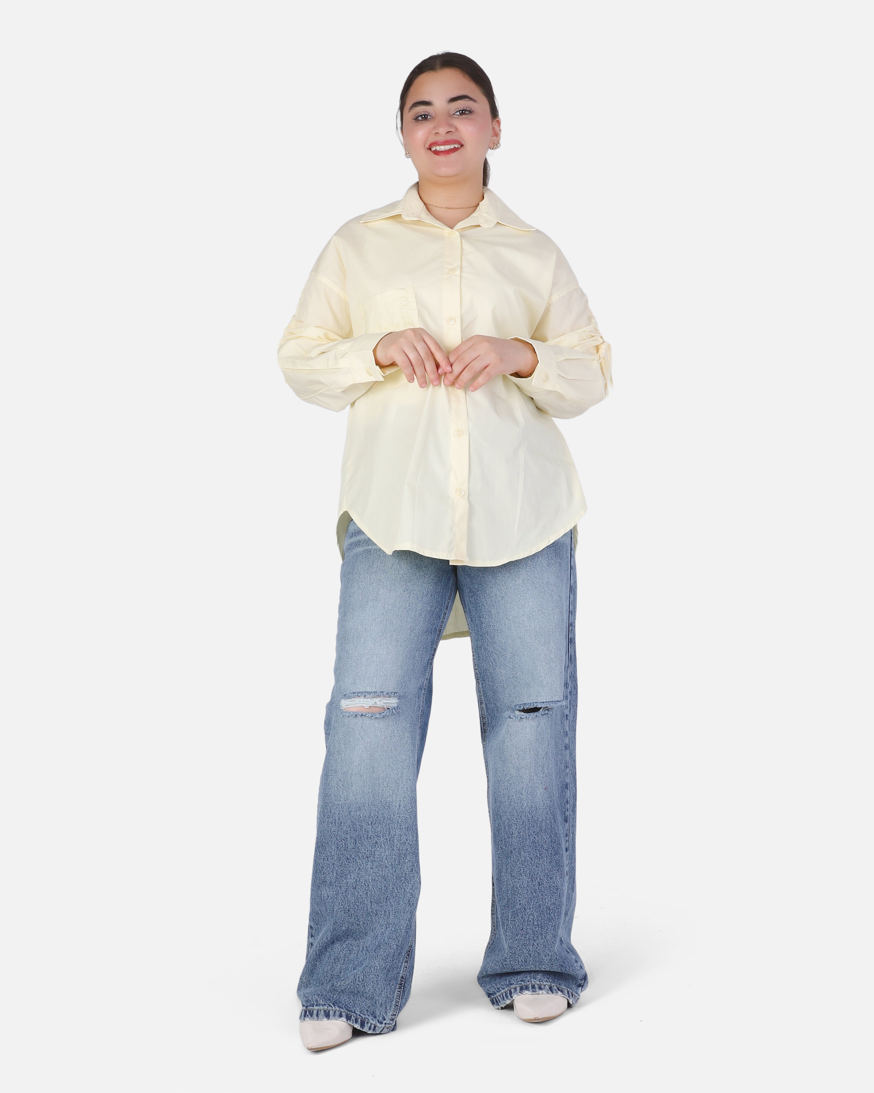 Shirt with Ruched Sleeve Detail 206610463