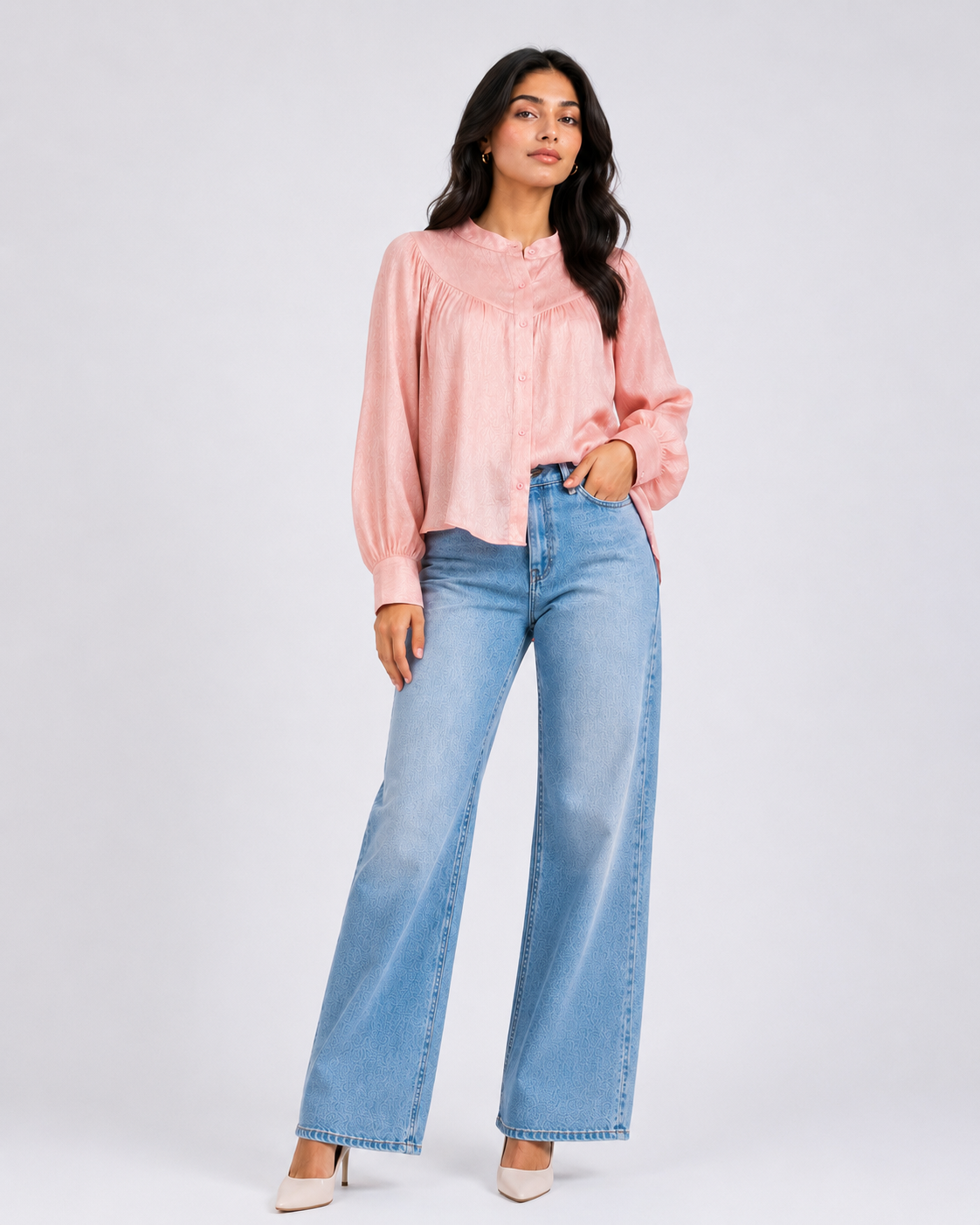Satin Button-Front Blouse 20661070151/1