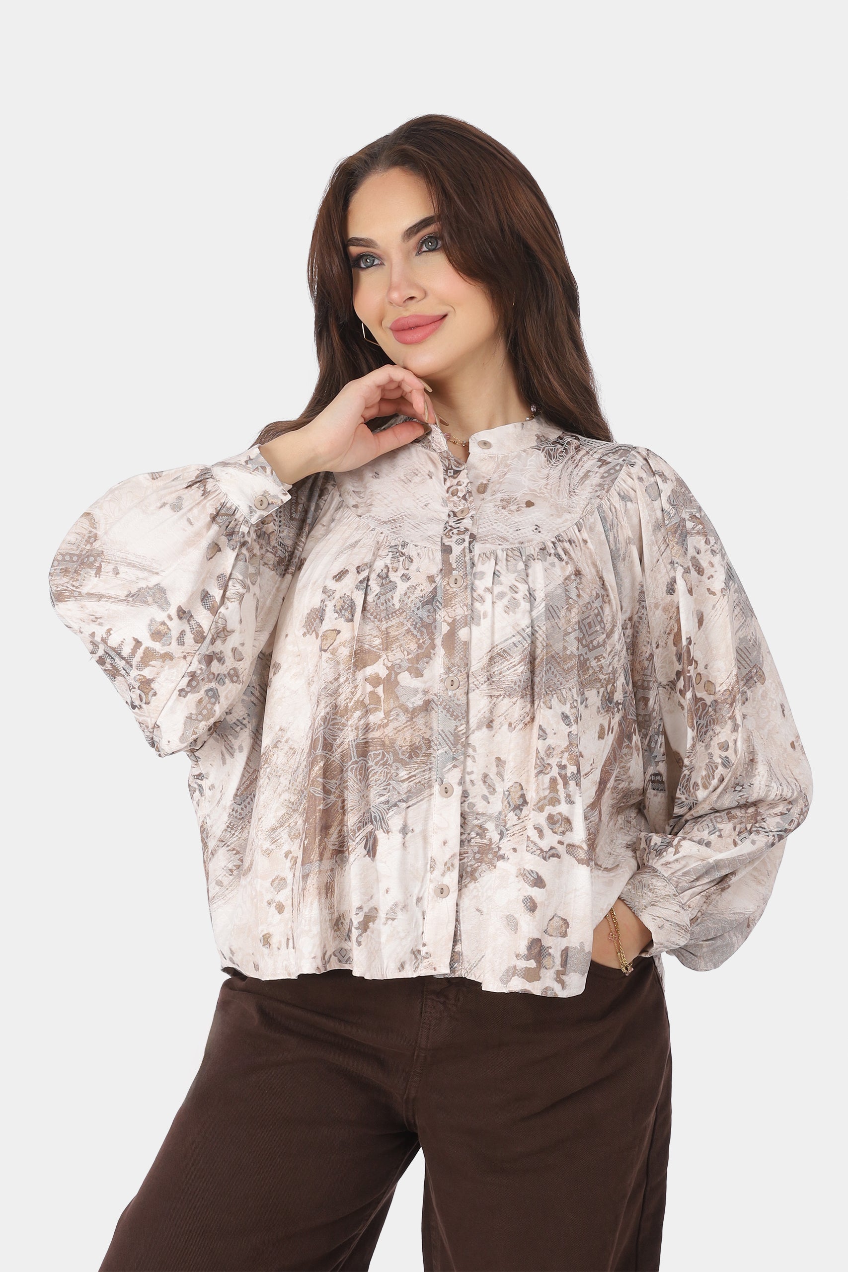 Oversized Button-Up Blouse 2066109025/1