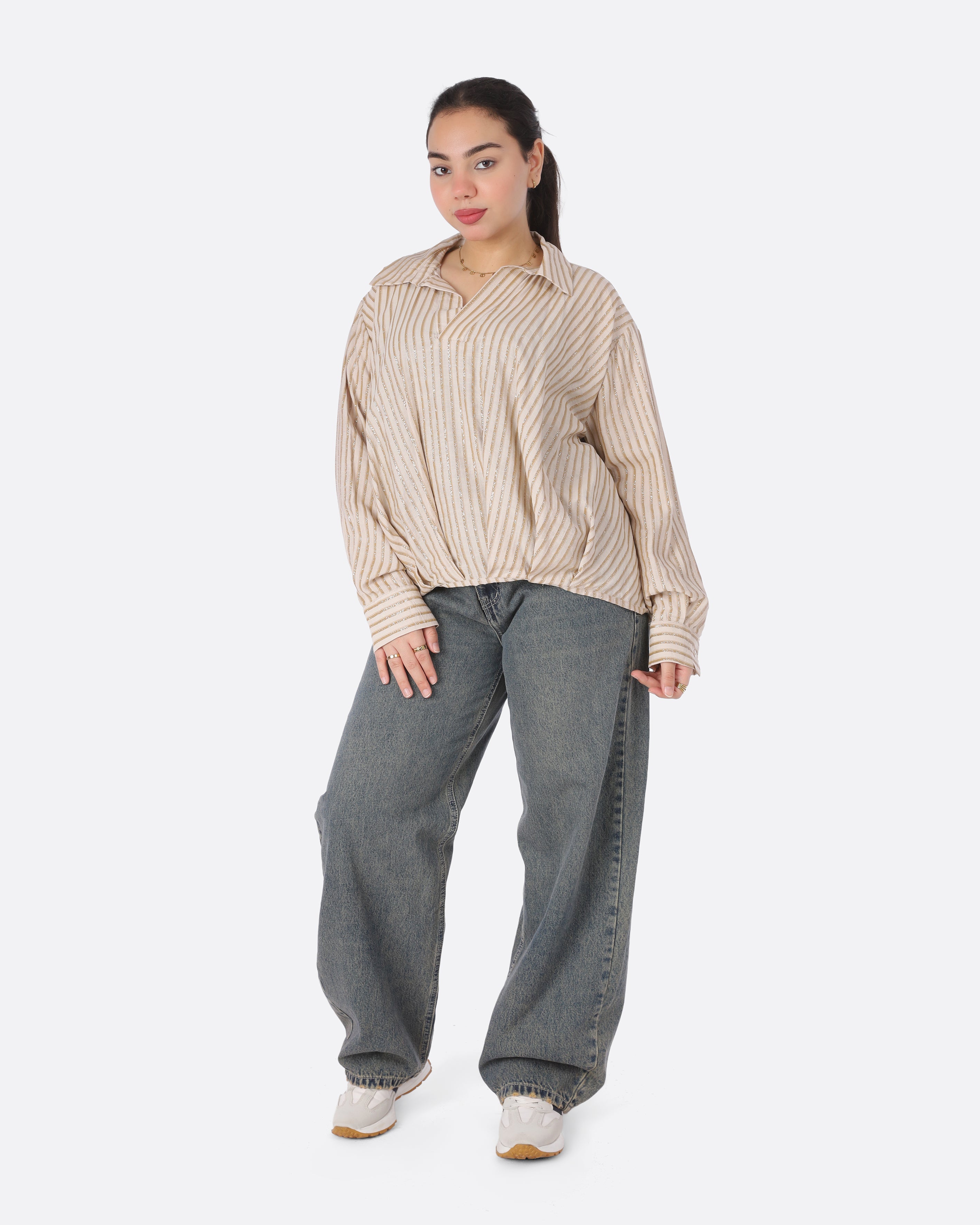 Oversized Striped Blouse 206620095