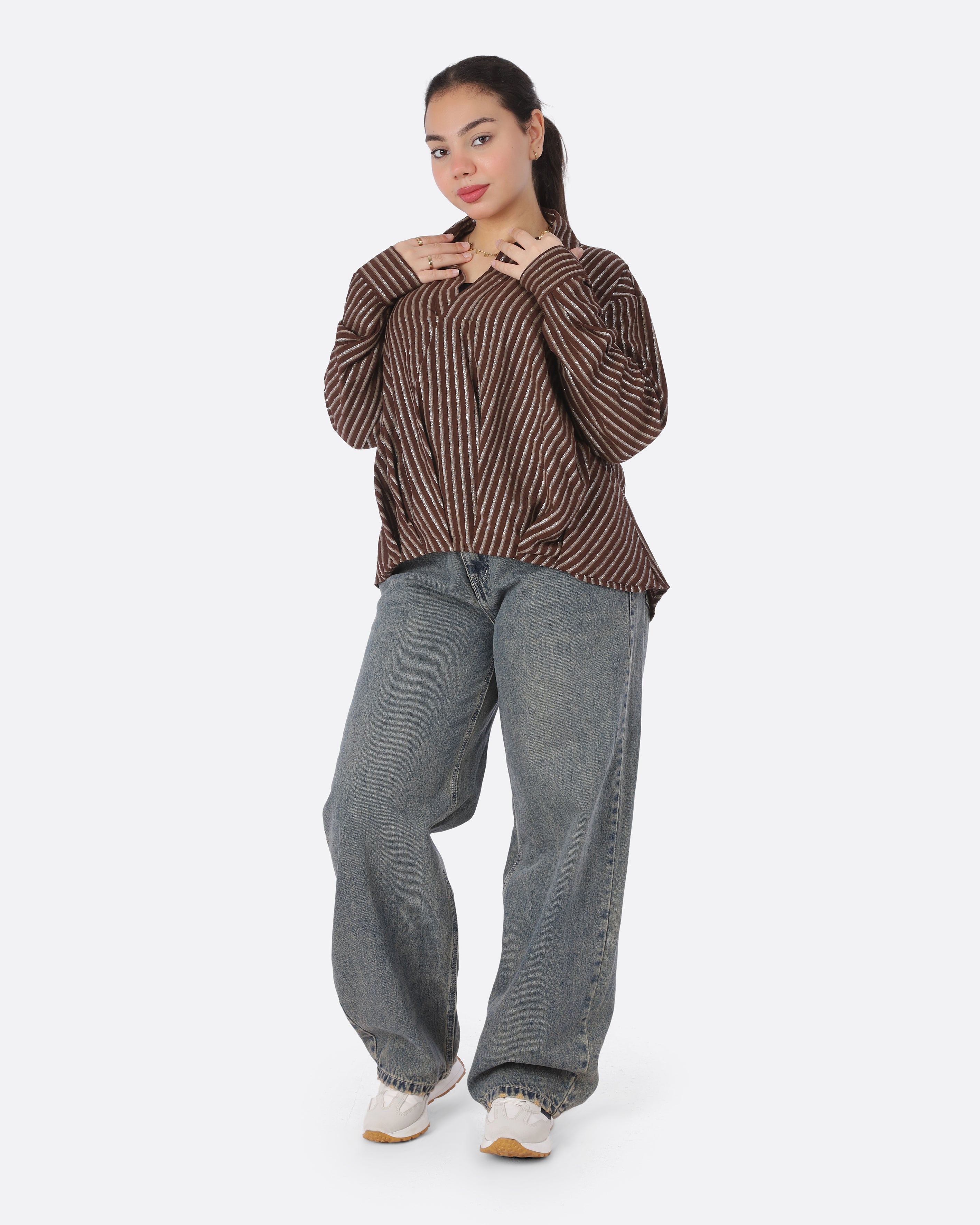Oversized Striped Blouse 206620095