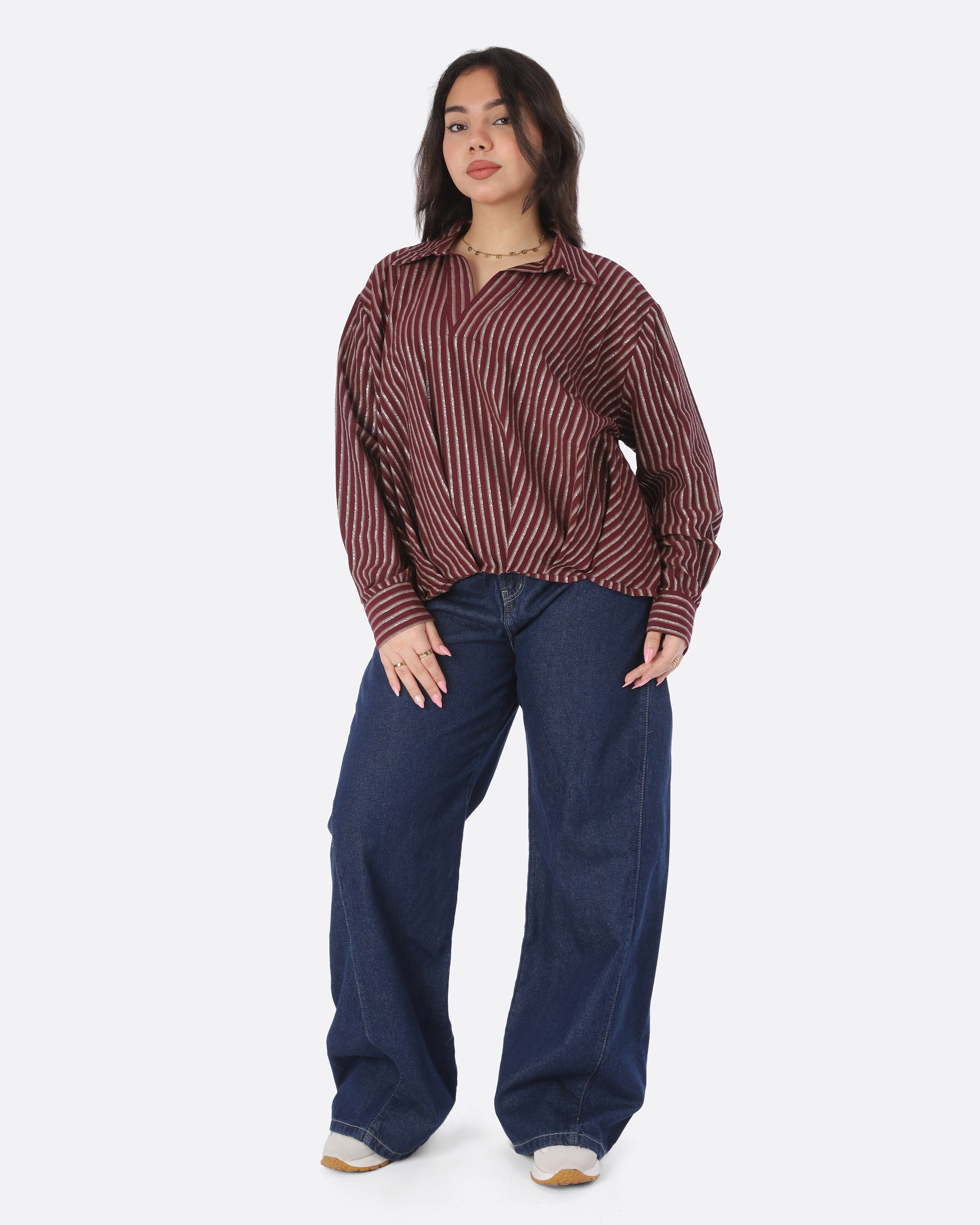 Oversized Striped Blouse 206620095