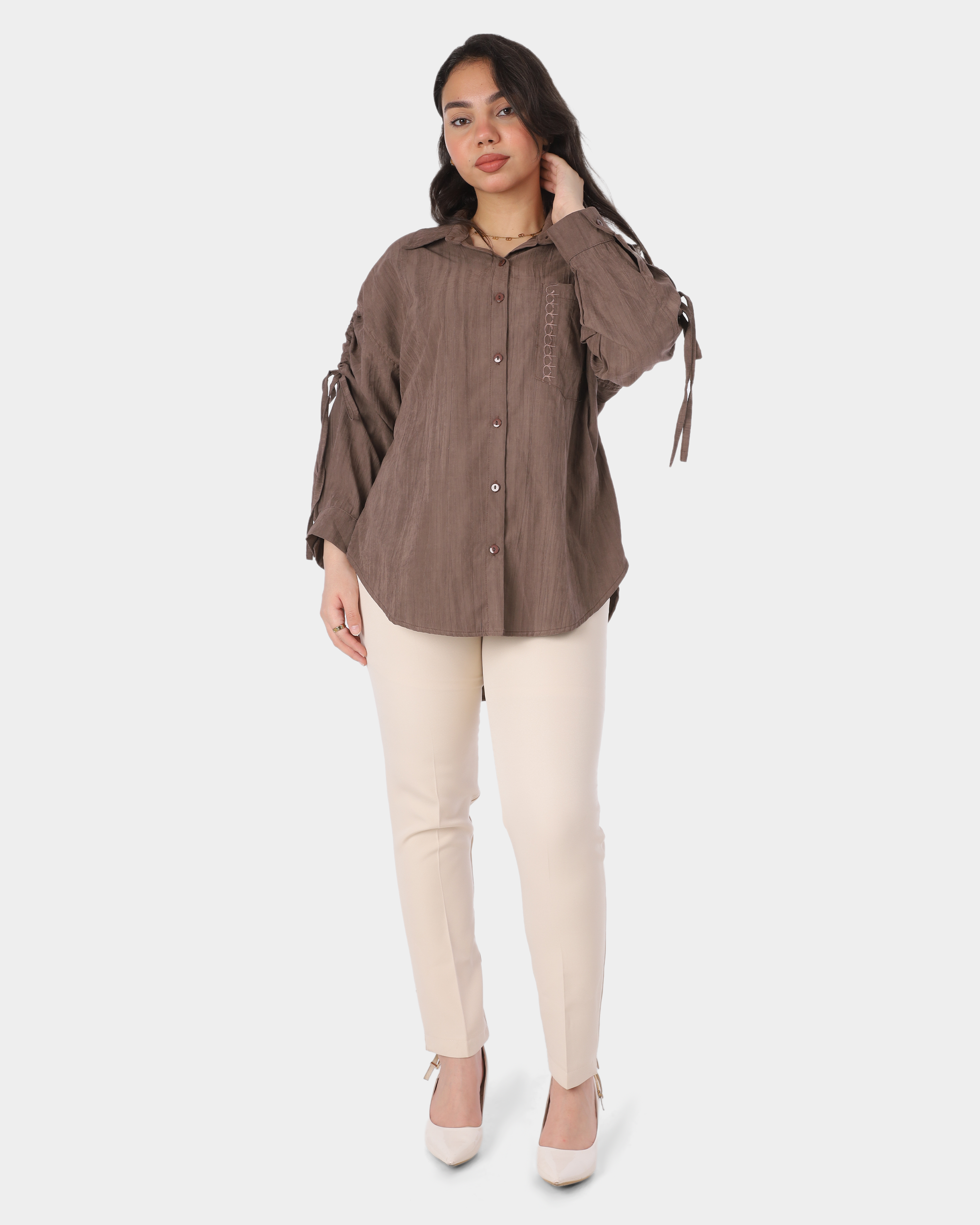 Shirt with Sleeve Drawstring Detail 206620100