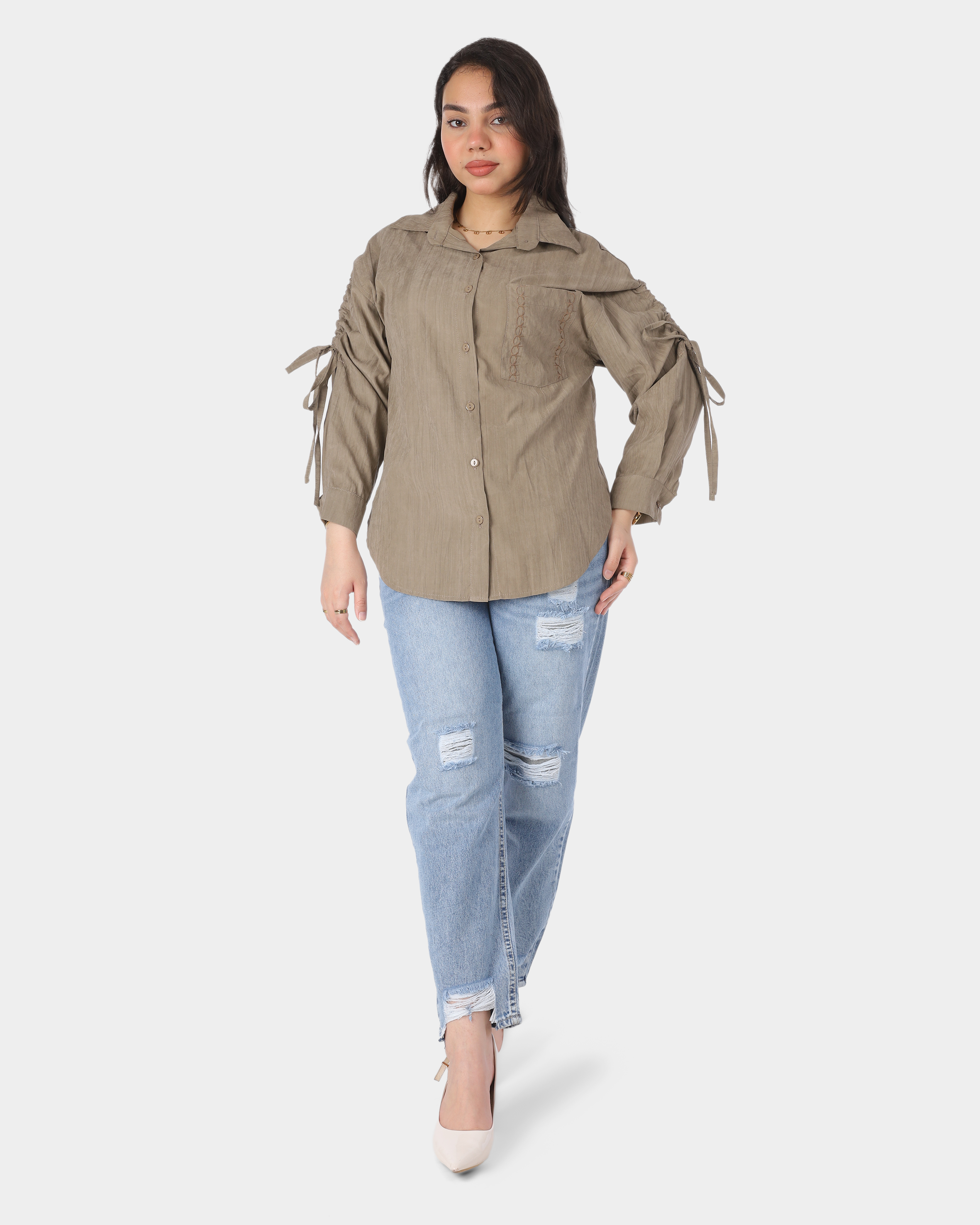 Shirt with Sleeve Drawstring Detail 206620100
