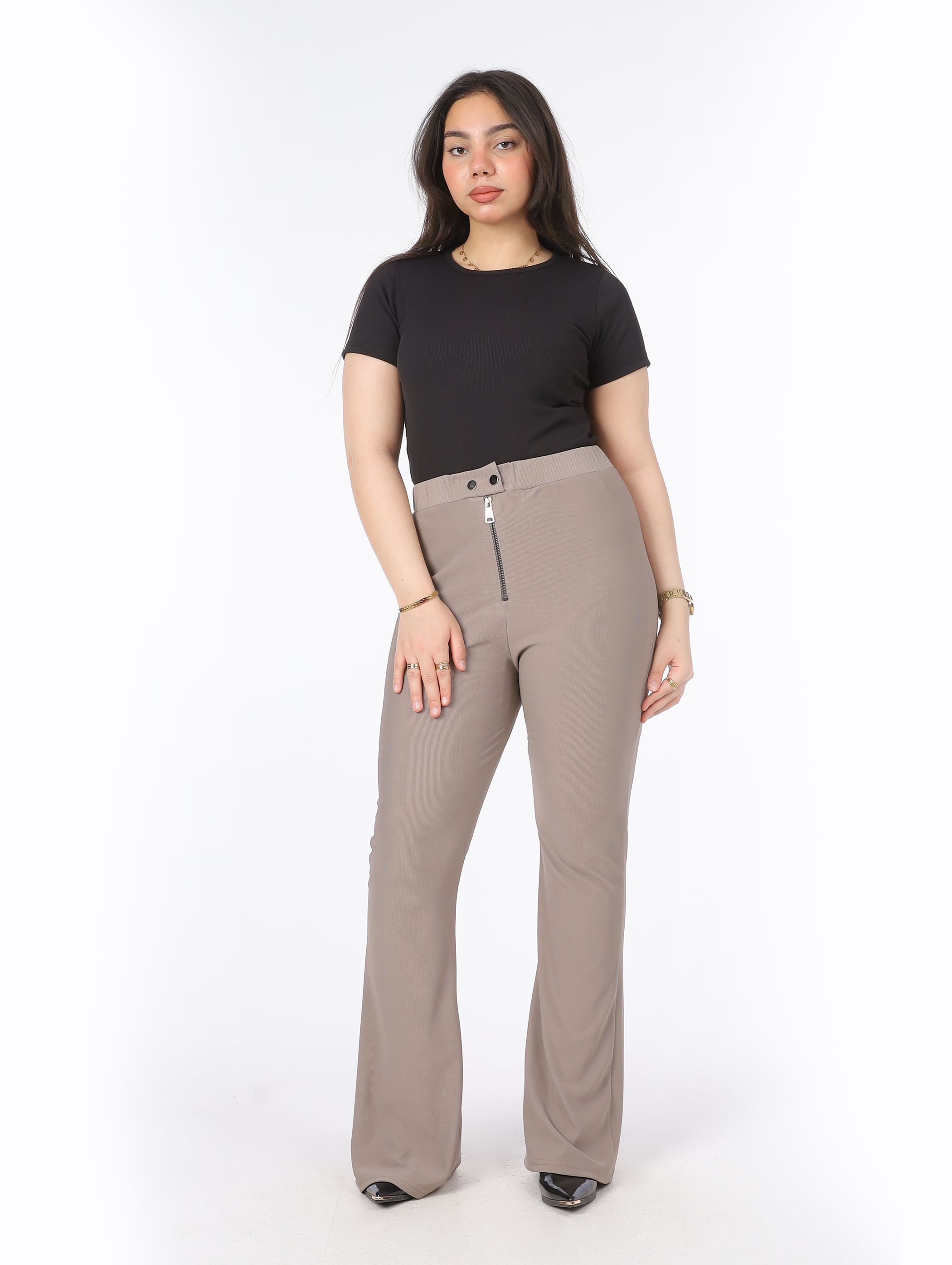 Relaxed Fit Pants with Front Zipper Accent 206620305