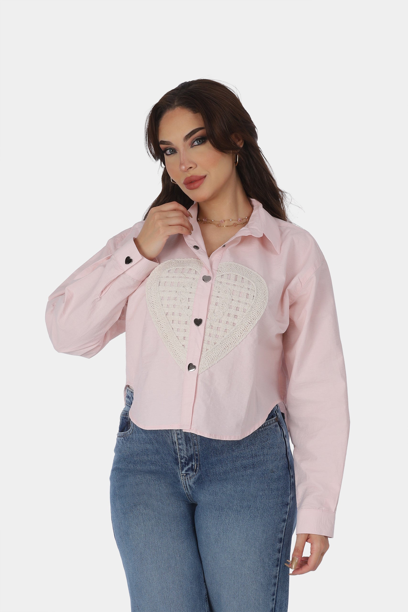 Cropped Button-Up Shirt 206727005