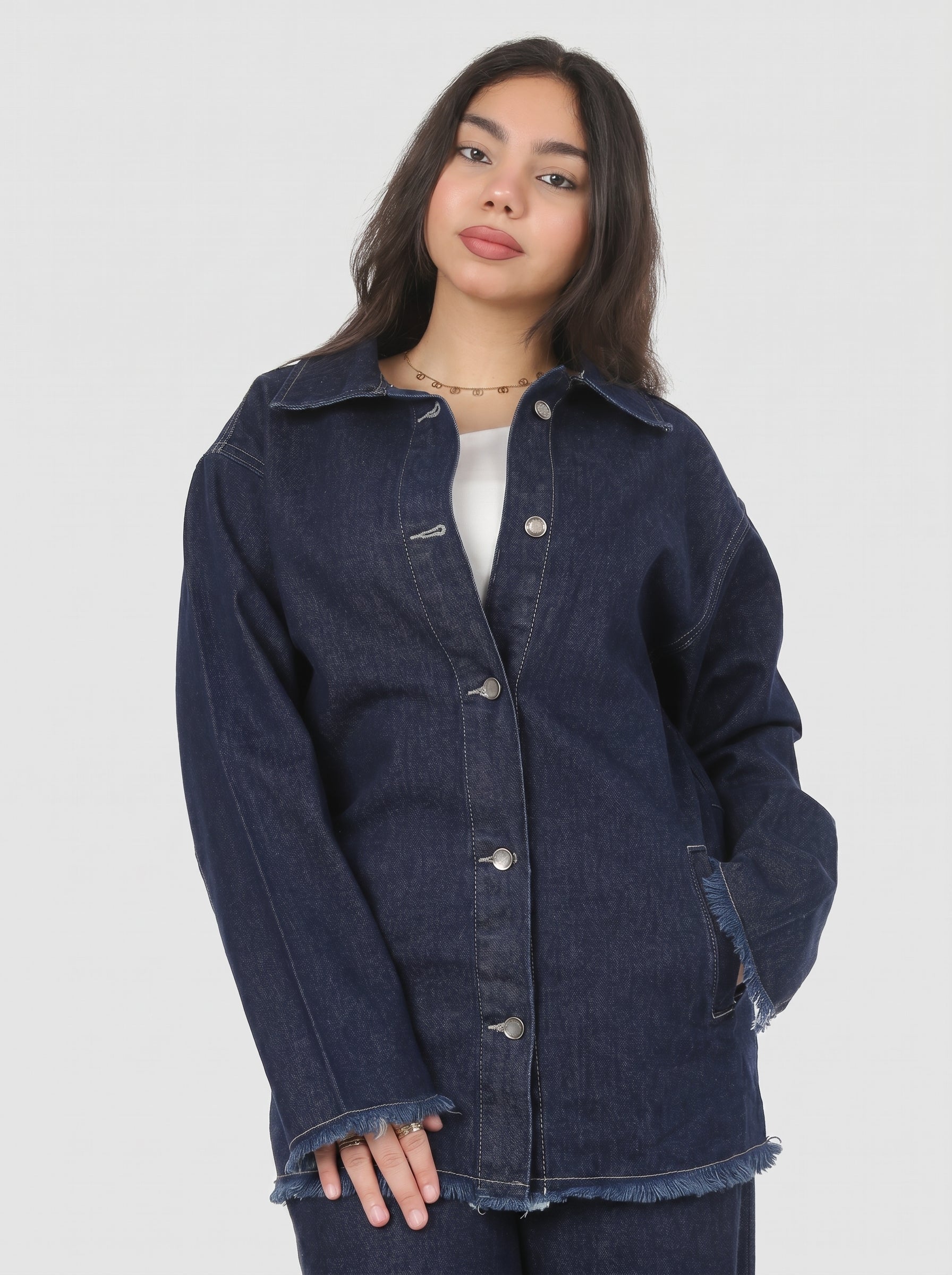 Casual Button-Up Denim Jacket 20681495
