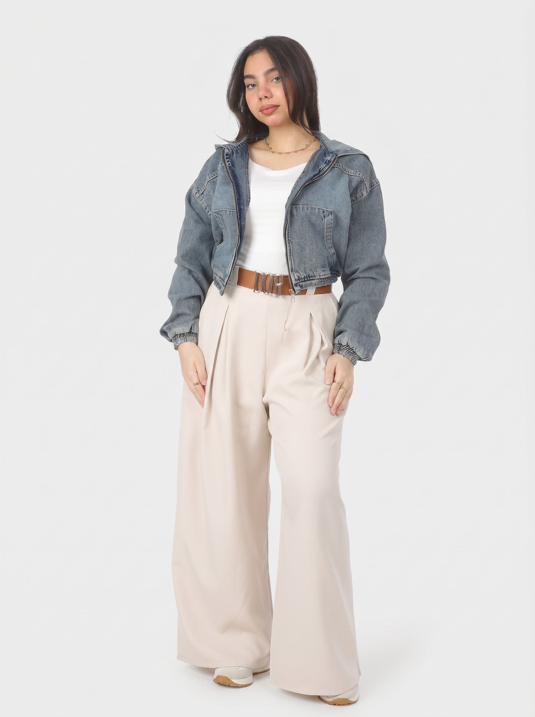 Chic Formal Belted Palazzo Pants 744571