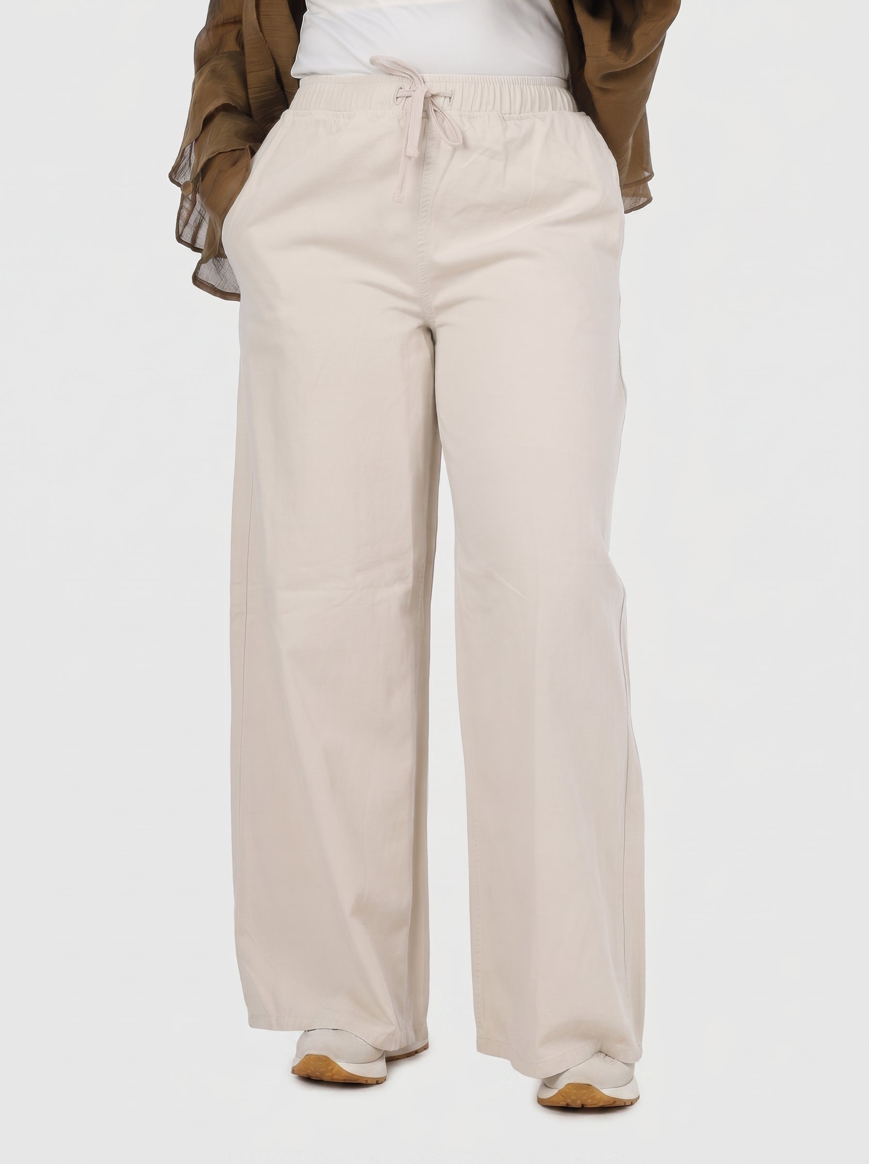 Relaxed Fit Elastic Waist Pants 20682631