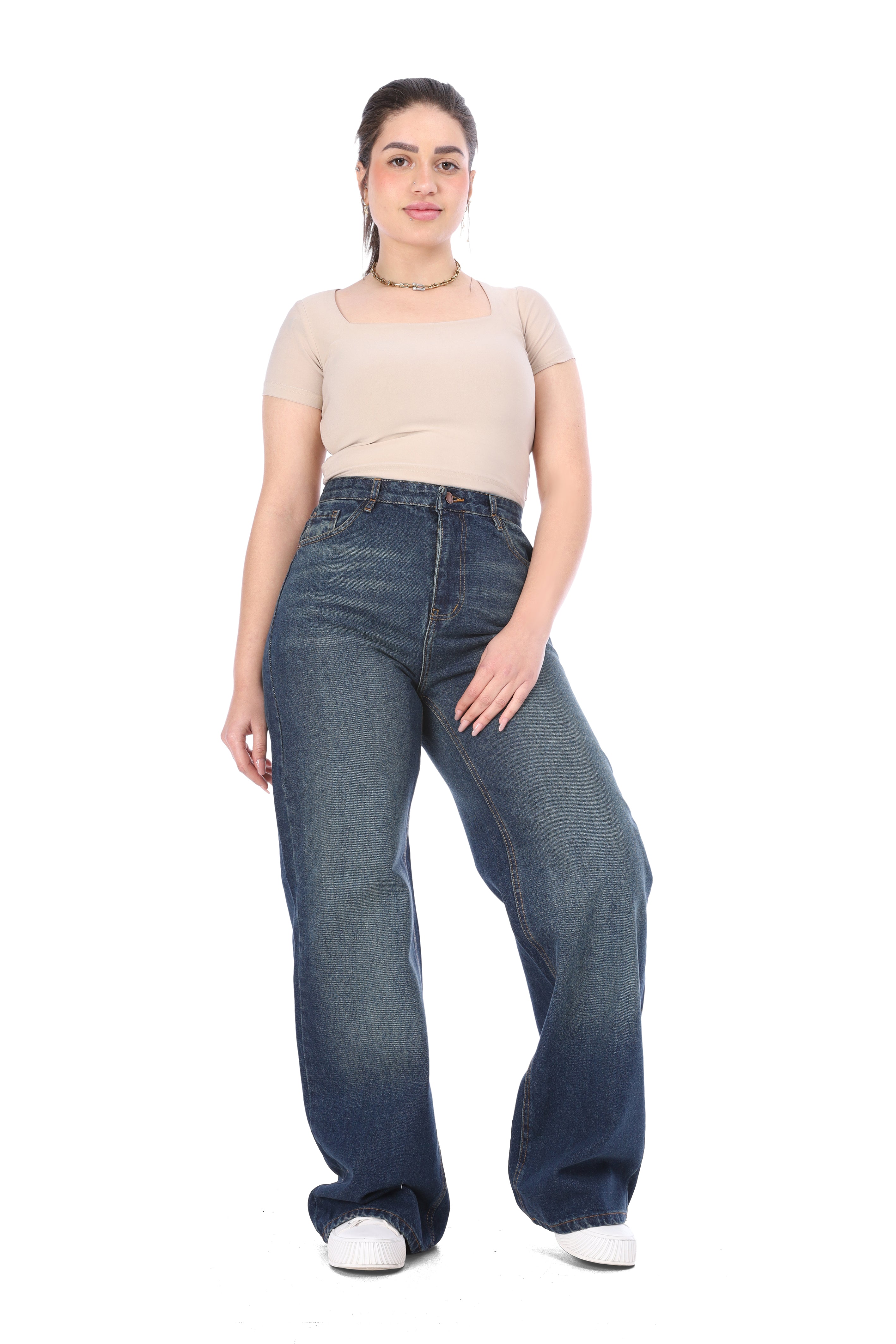 Classic Wide Leg Denim Jeans 20682674