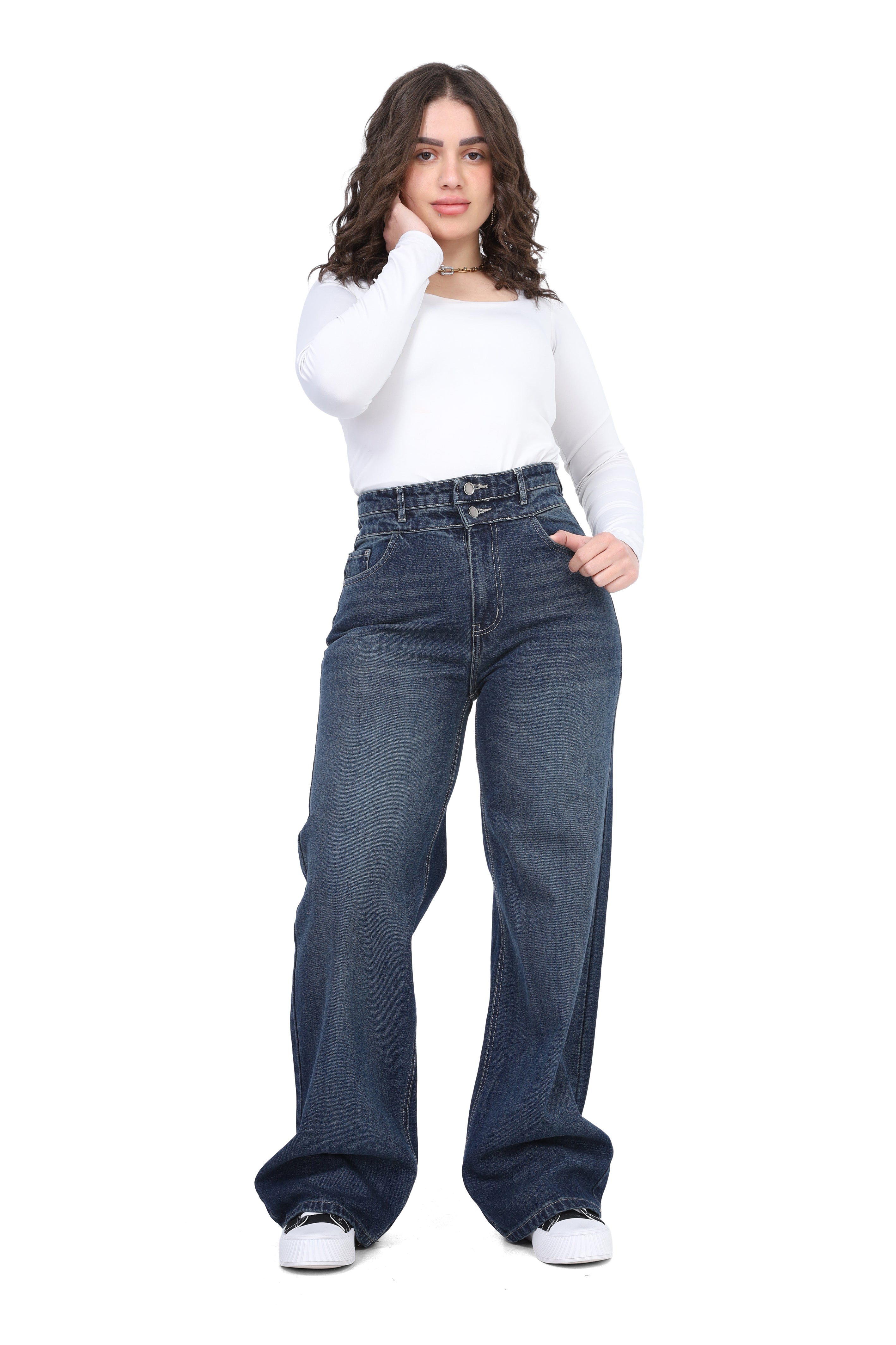 High-Waist Wide Leg Denim Jeans Pants 20682730