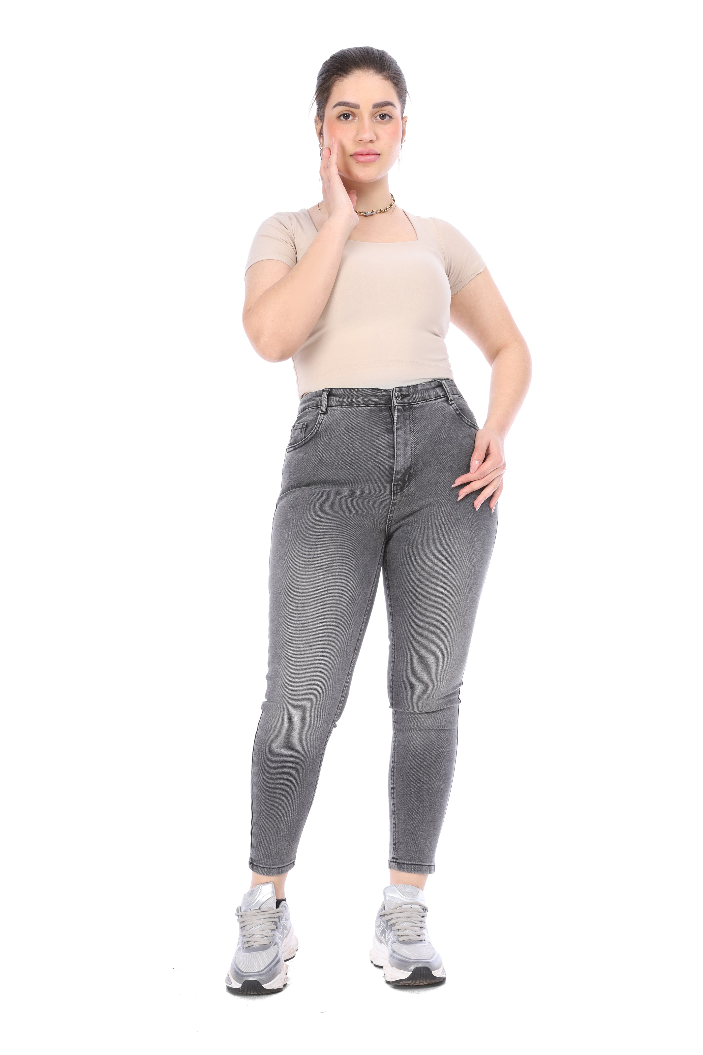 High Waist Slim Fit Denim Jeans 20682743