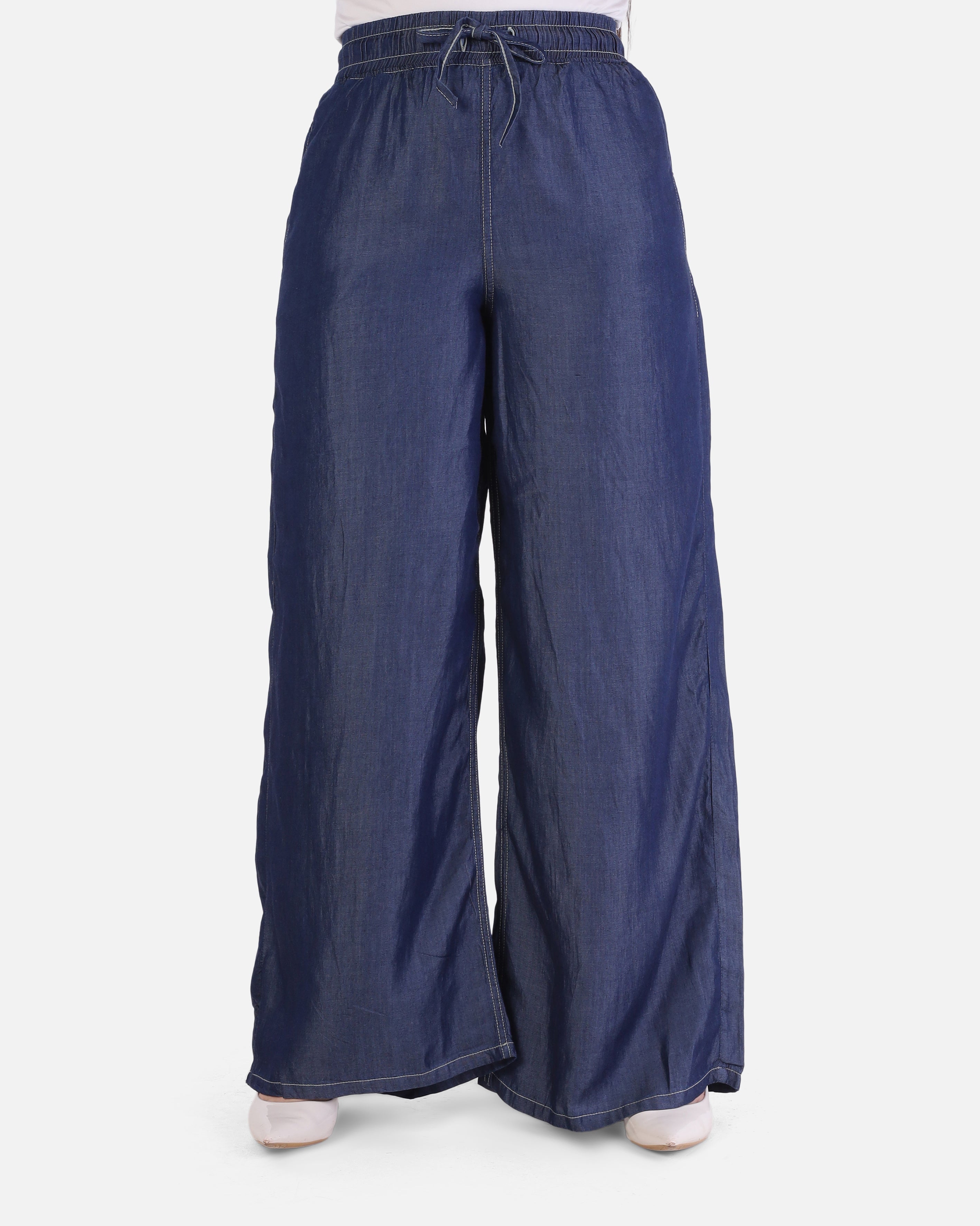 Wide-Leg Jeans with Elastic Waistband 20683157