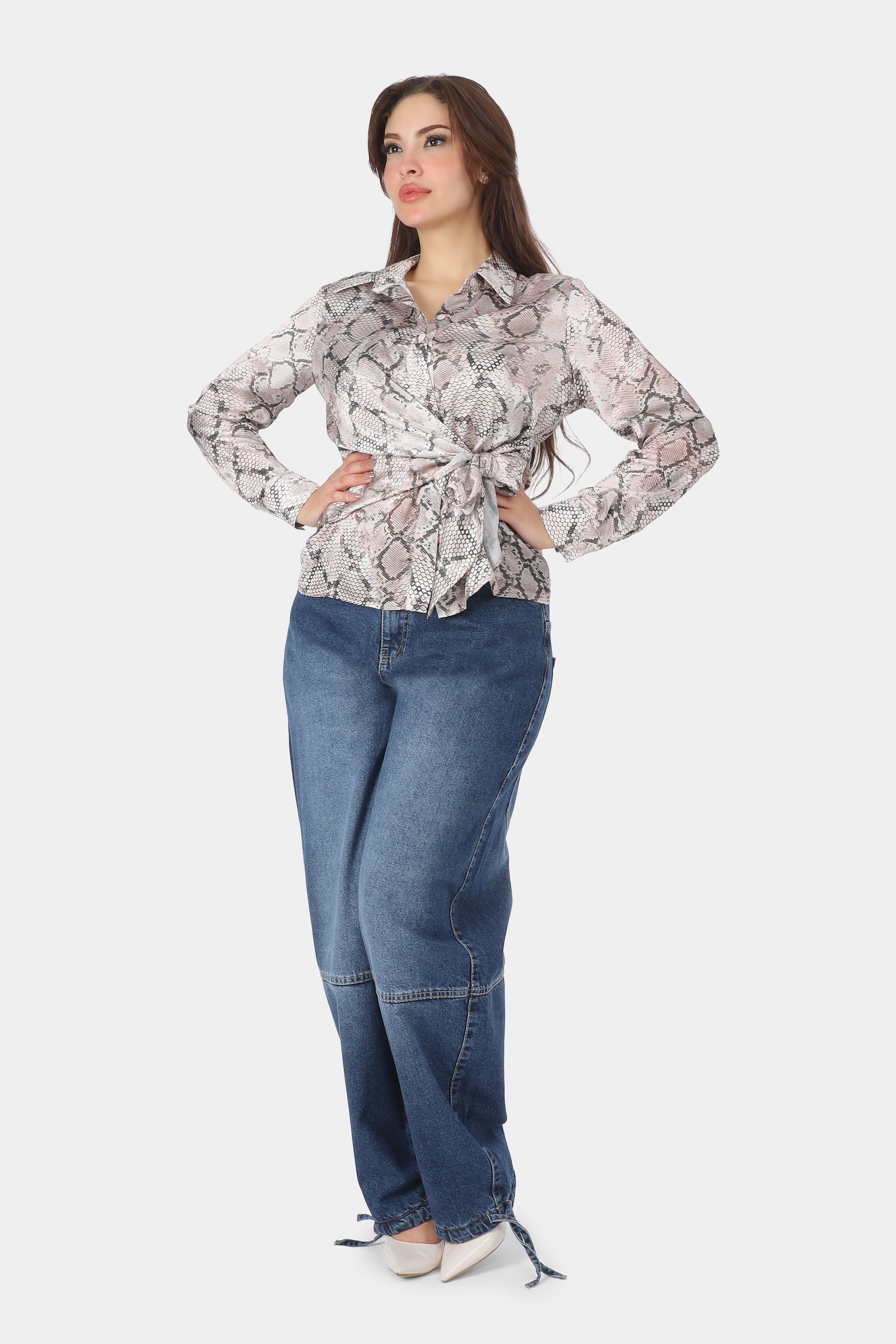 High-Waisted Barrel Leg Denim Jeans 78210100