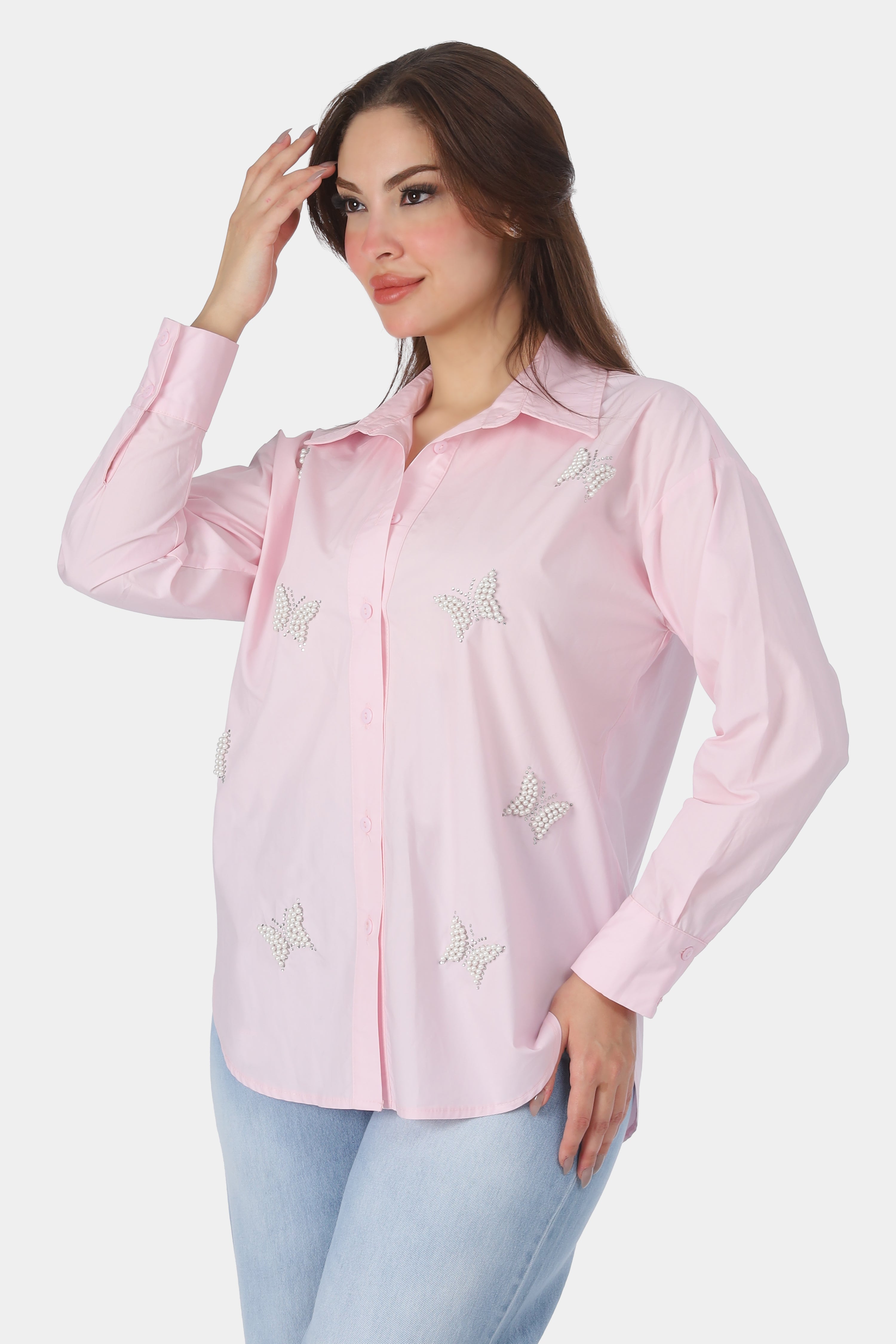 Butterfly Pearl Embellished Shirt 20721079