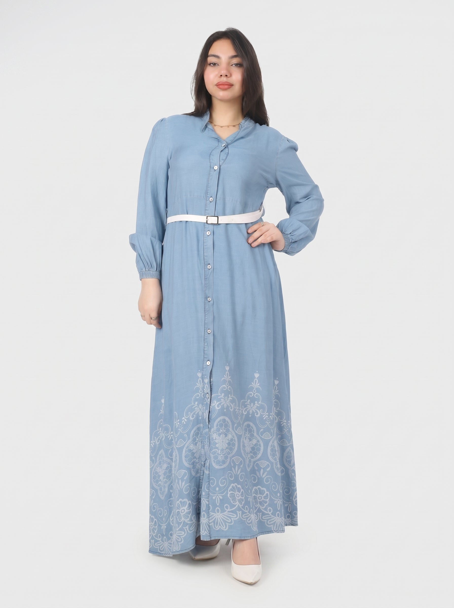 Maxi Denim Dress with Belt 2072215