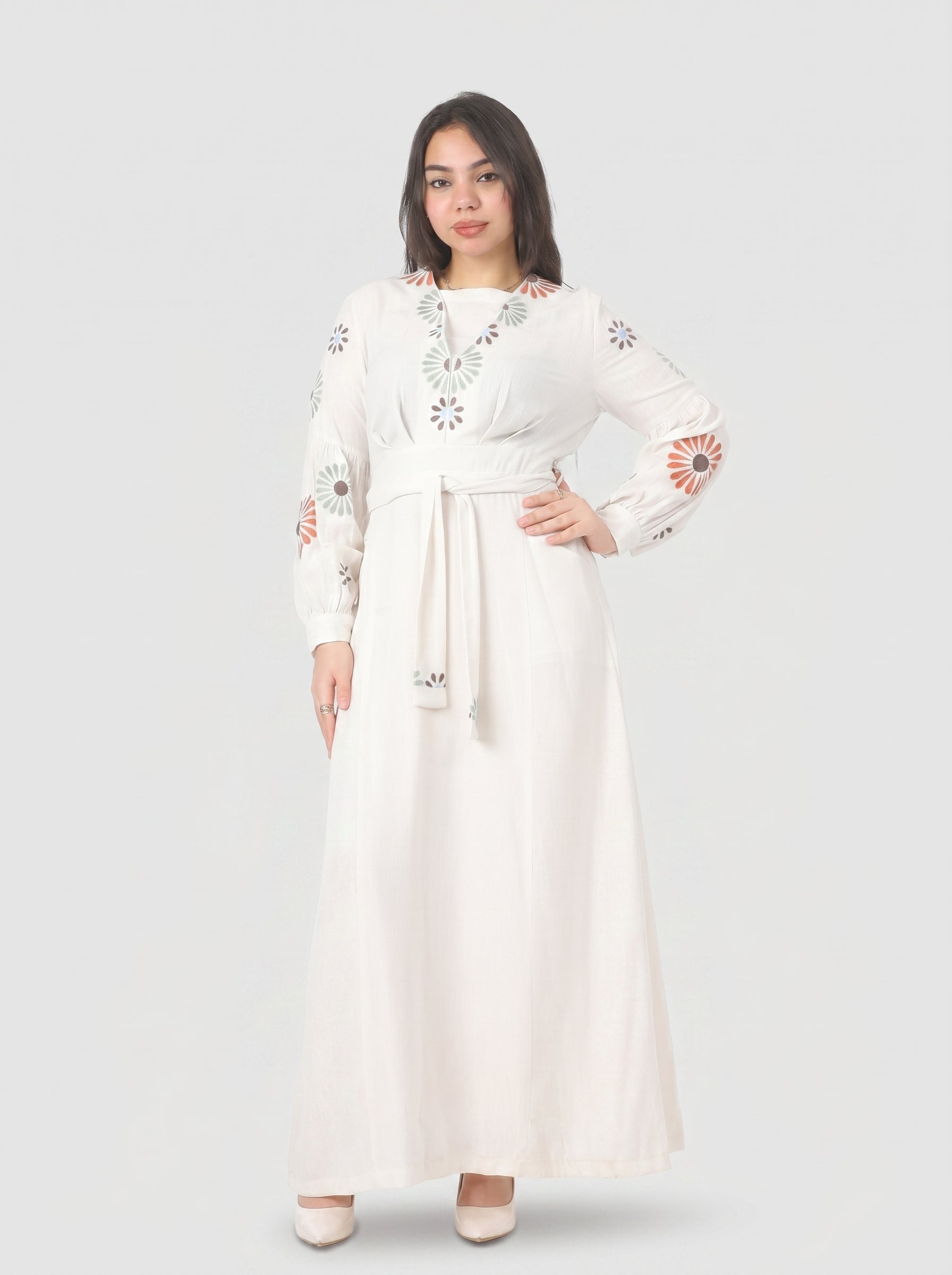 Elegant Embroidered V-Neck Maxi Dress 20726027