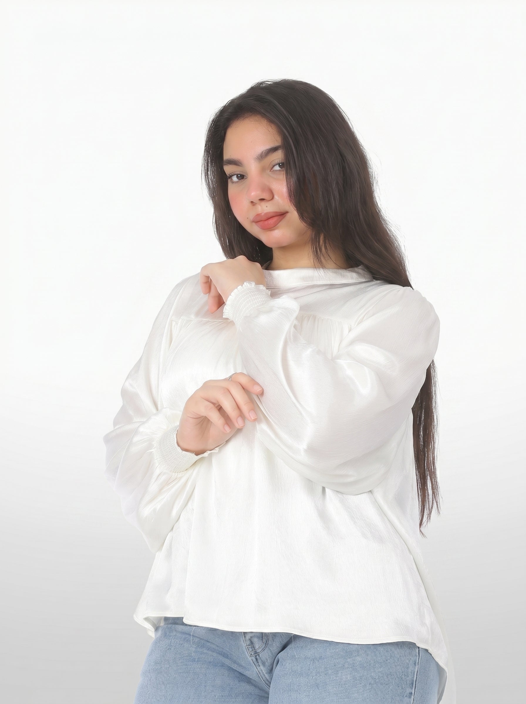 Satin Blouse With Elastic Cuffs 2072723
