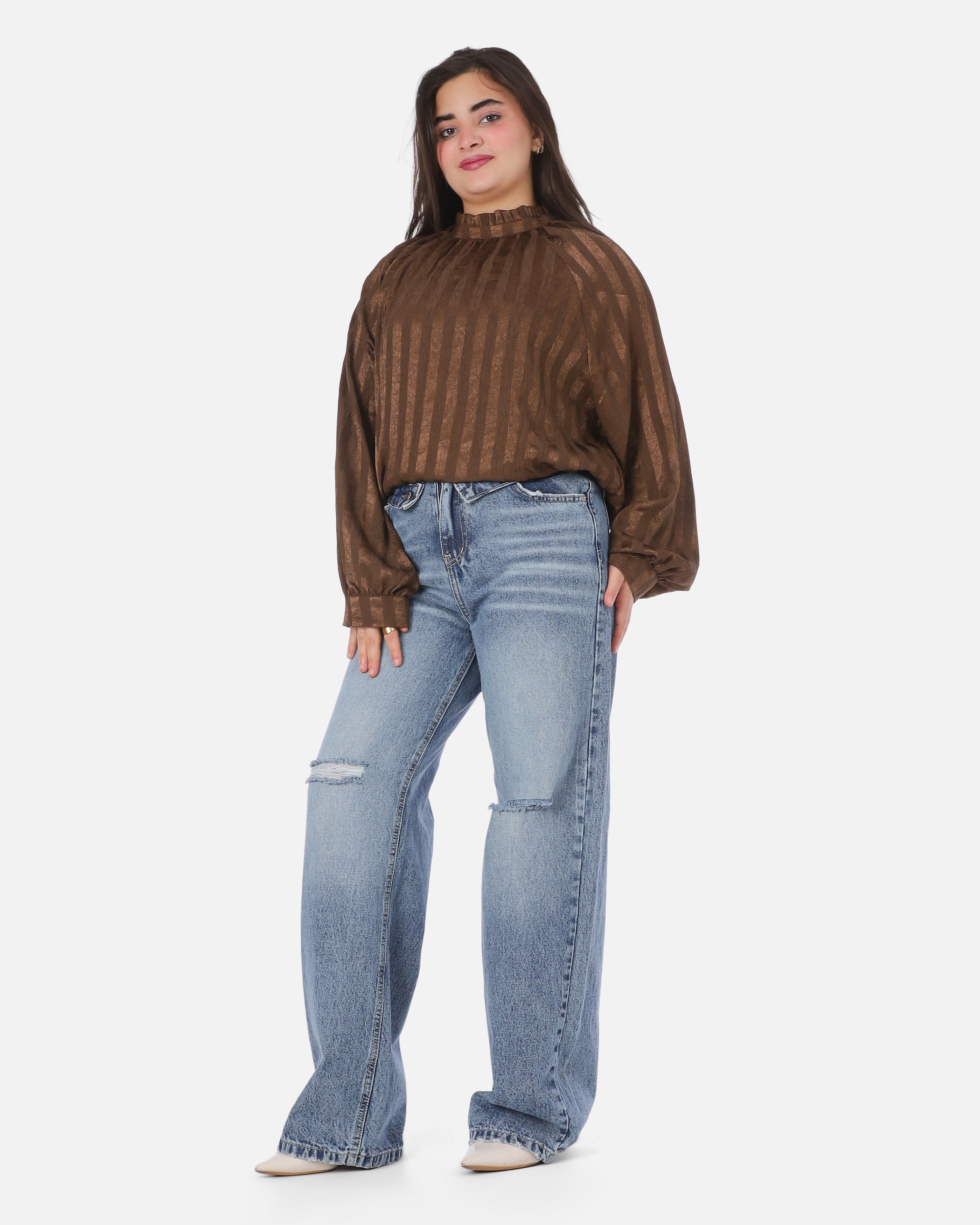 High-Neck Balloon Sleeve Blouse 2072773