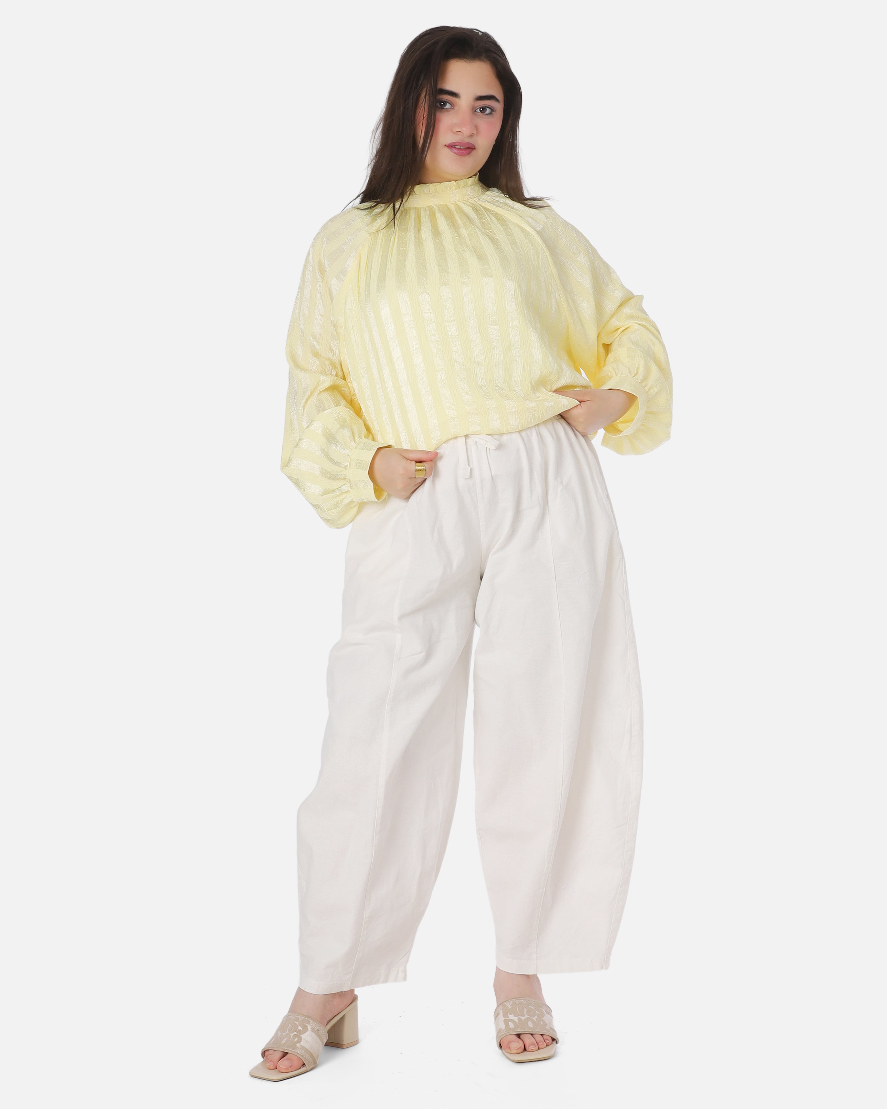 High-Neck Balloon Sleeve Blouse 2072773