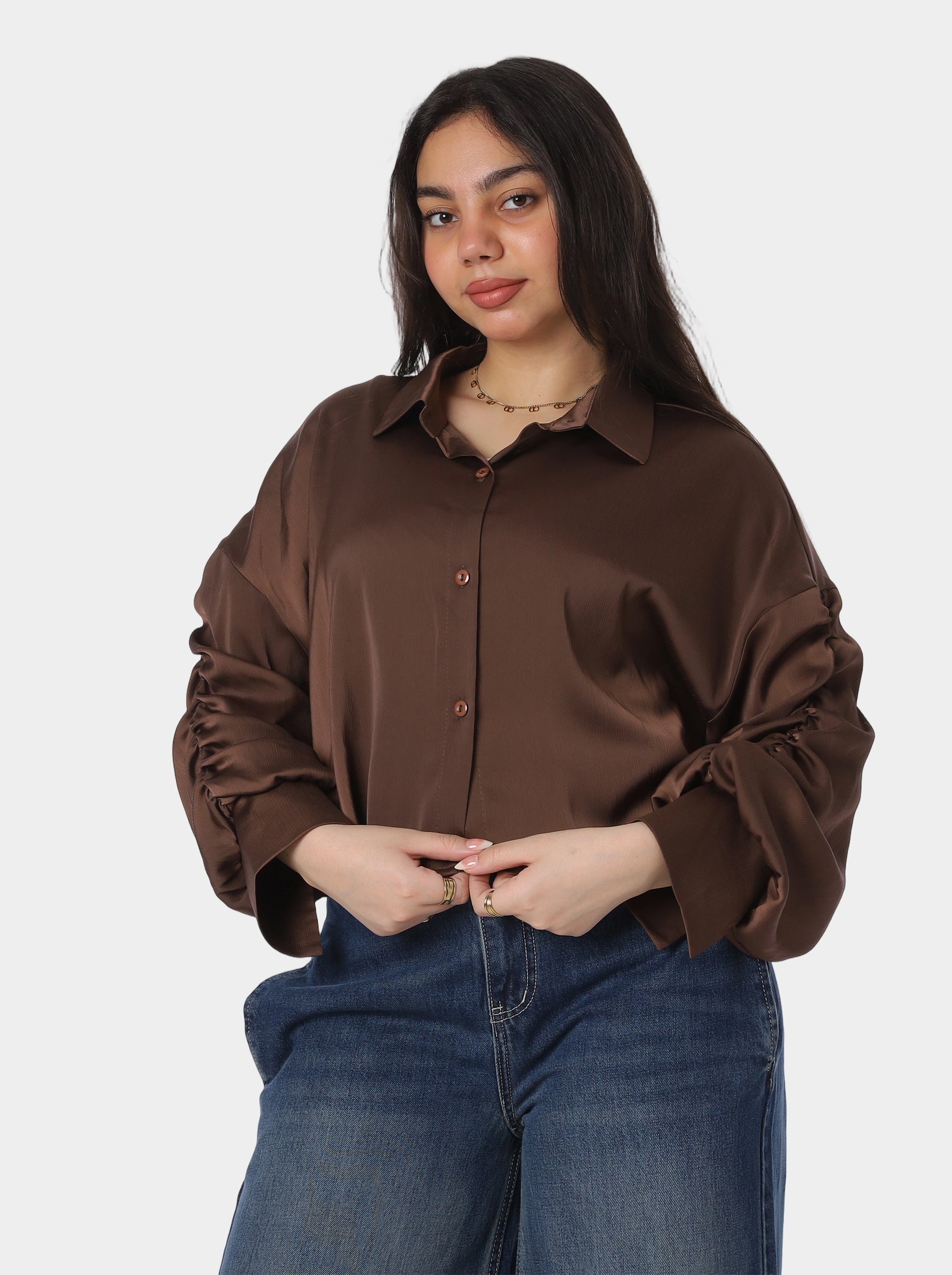 Cropped Button-Front Blouse 20728010