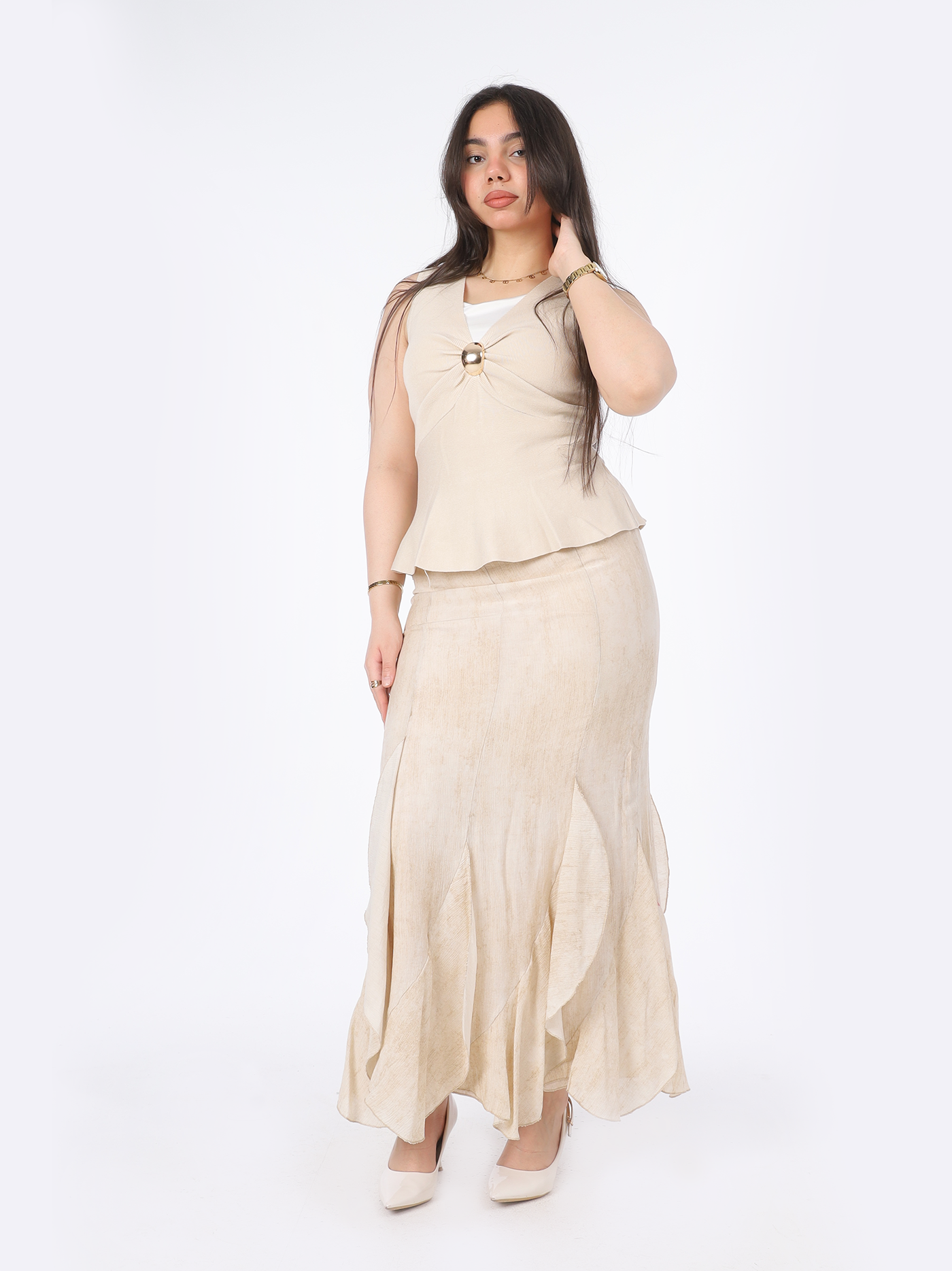 Ruffle Hem Maxi Skirt 2068263005