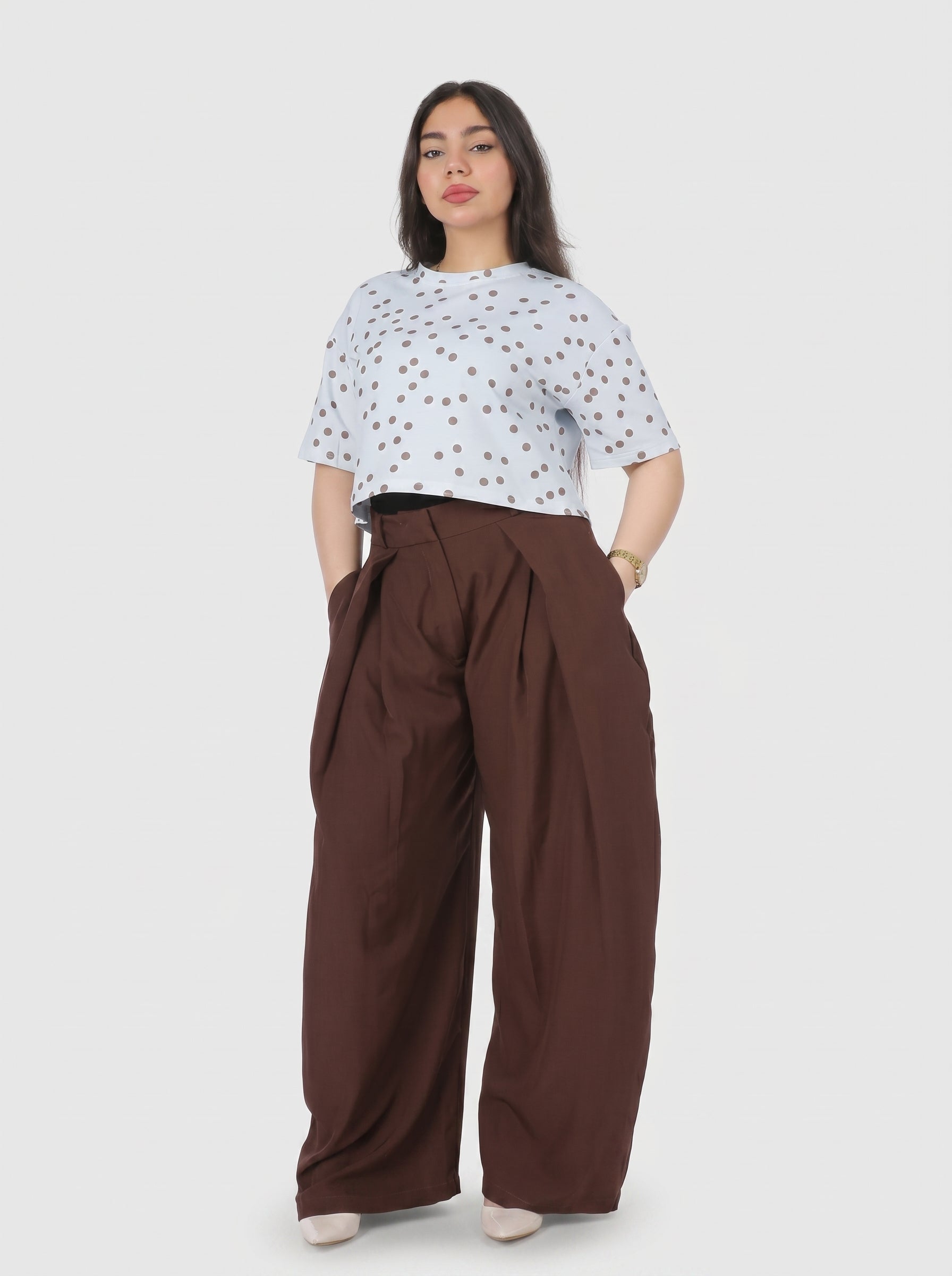 Polka Dot Half Sleeve T-Shirt 2073C1046