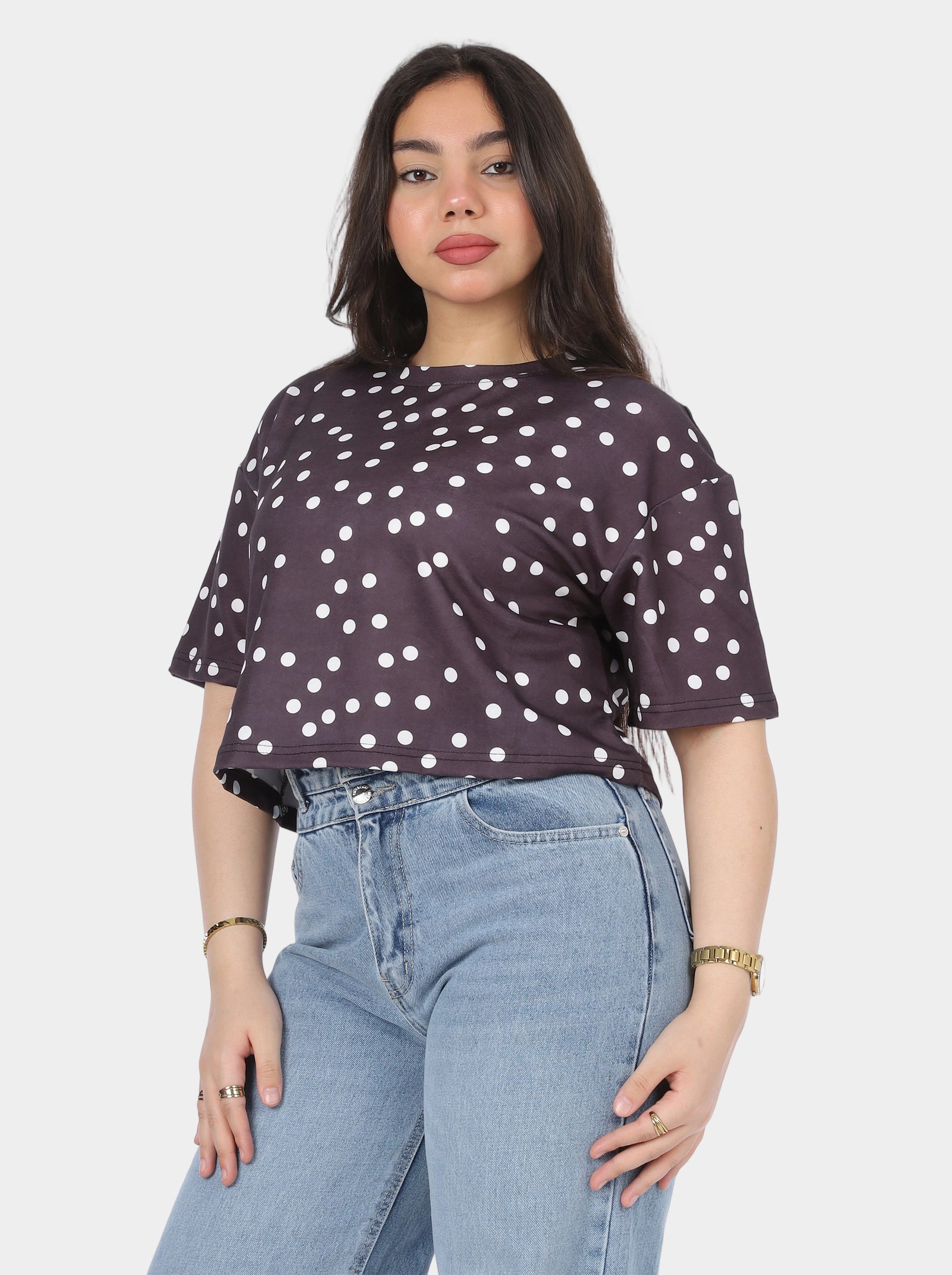 Polka Dot Half Sleeve T-Shirt 2073C1046