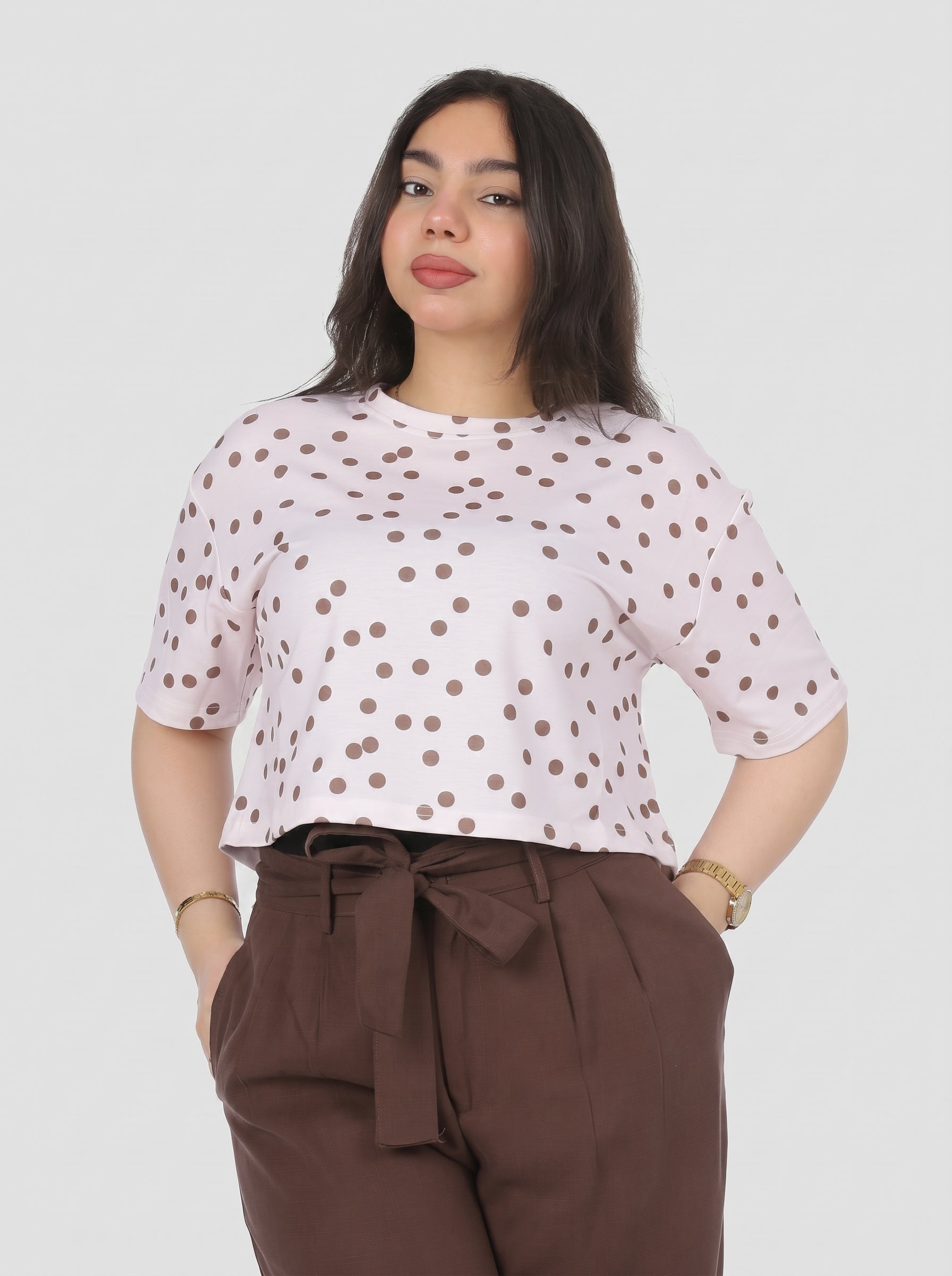 Polka Dot Half Sleeve T-Shirt 2073C1046