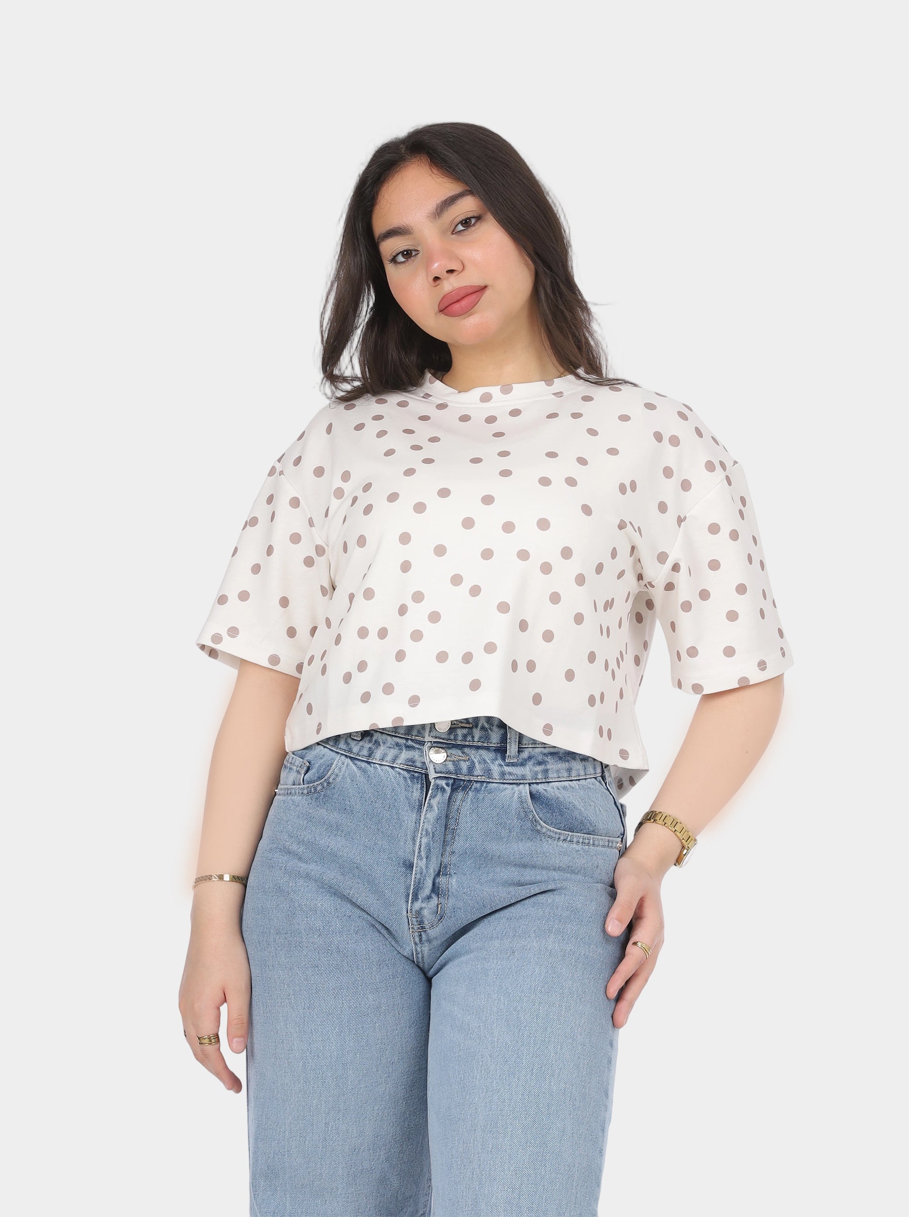 Polka Dot Half Sleeve T-Shirt 2073C1046