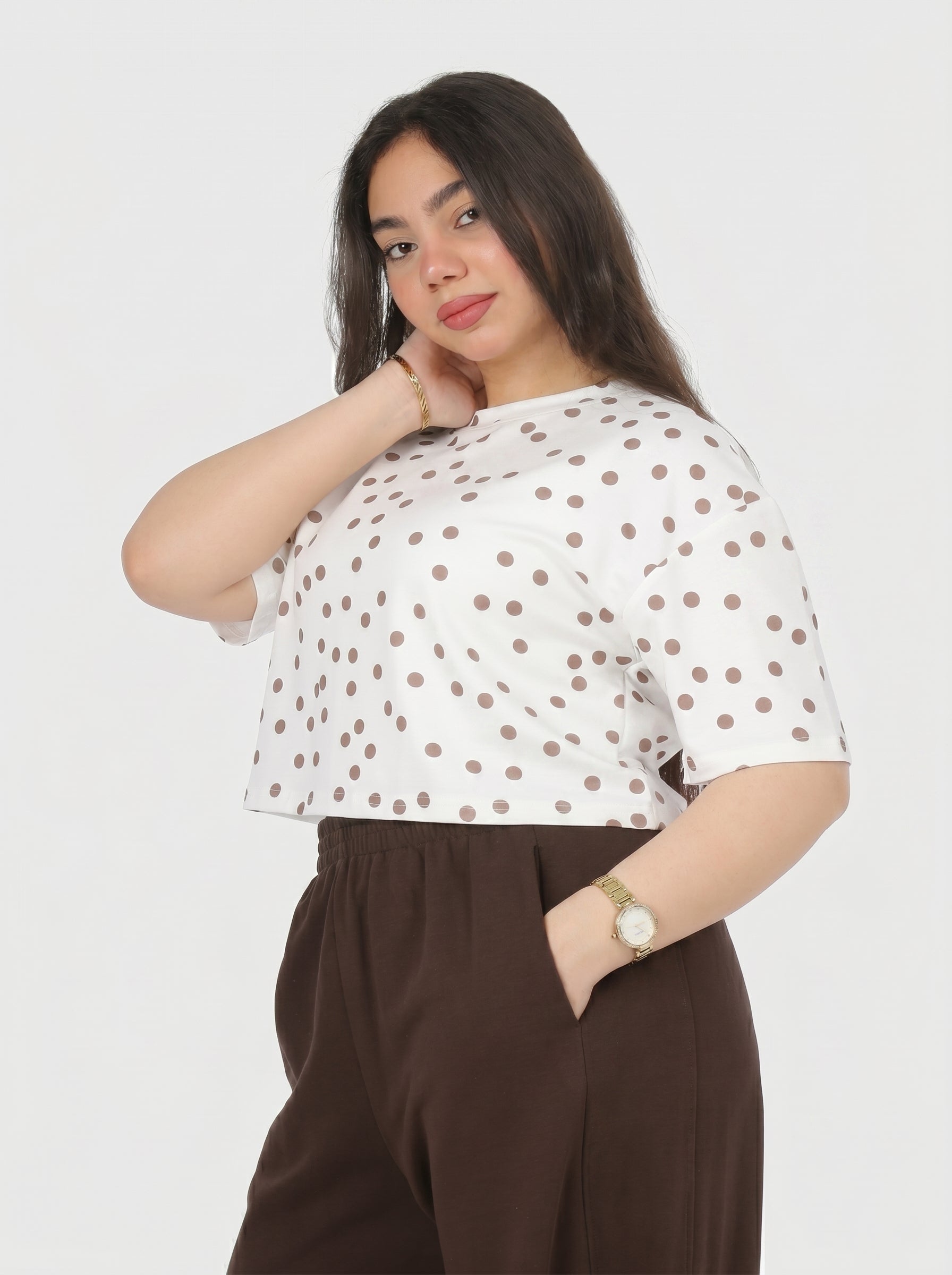 Polka Dot Half Sleeve T-Shirt 2073C1046