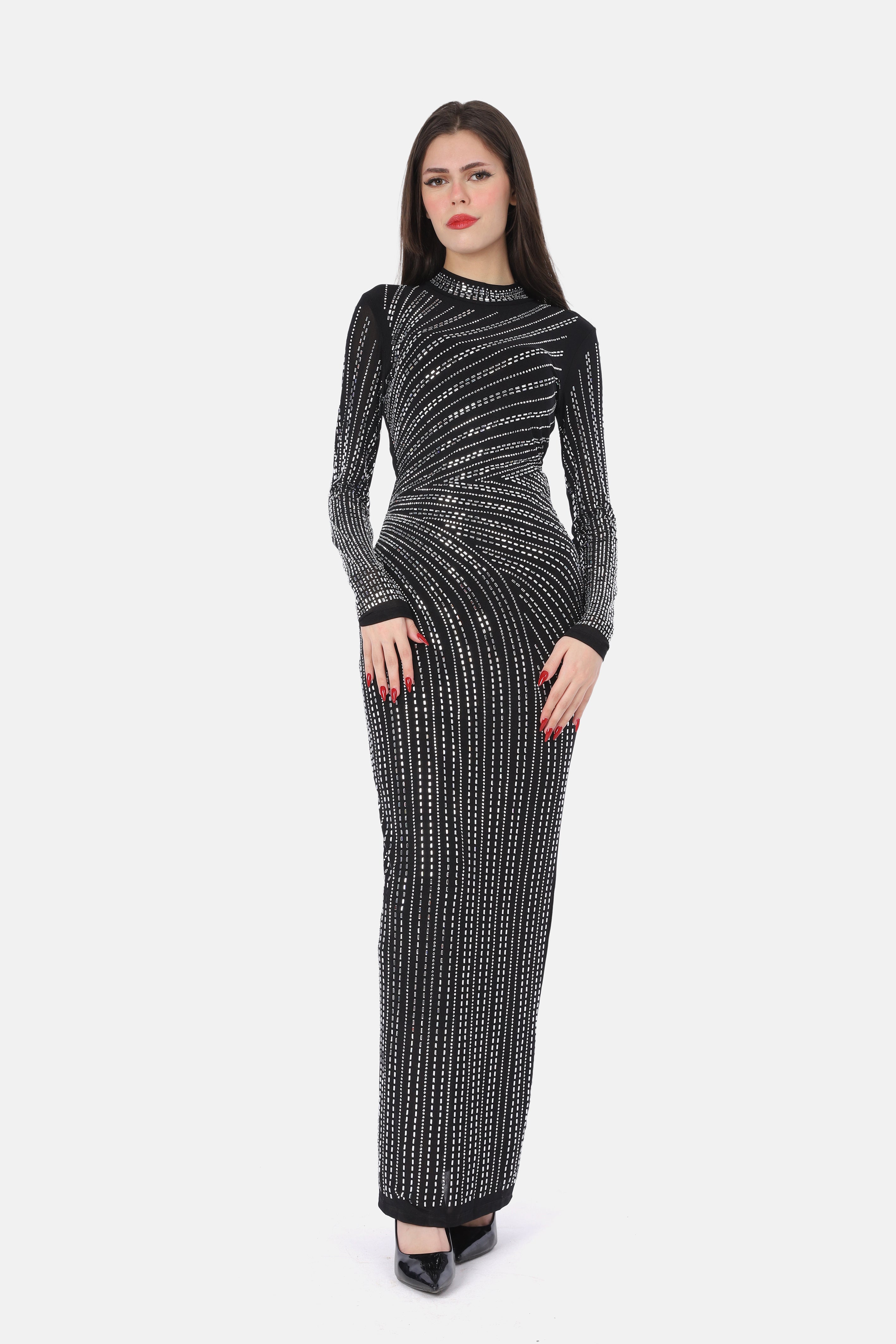 Embellished Sheer Evening Gown 20740938