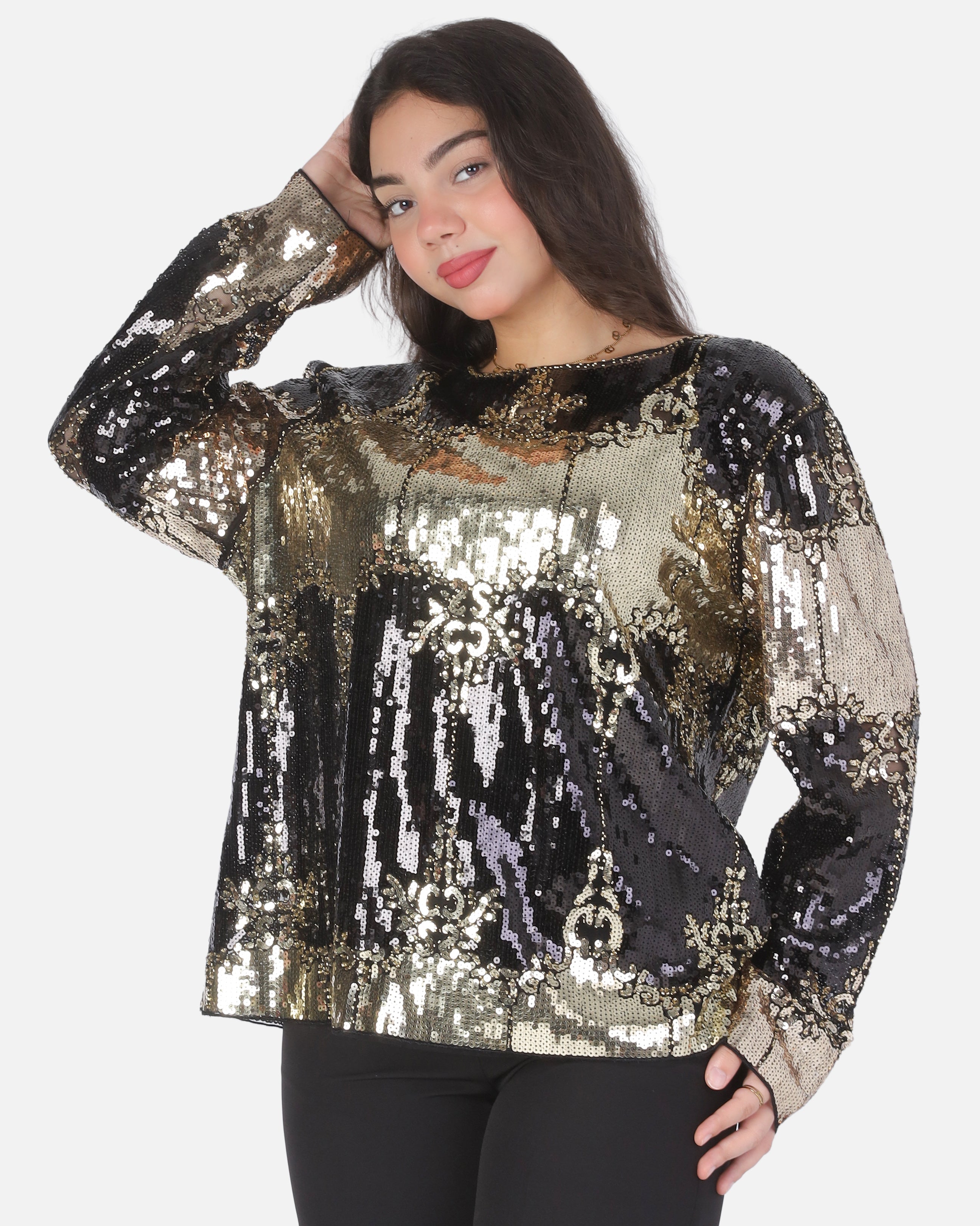 Embellished Mesh Statement Blouse 2074820