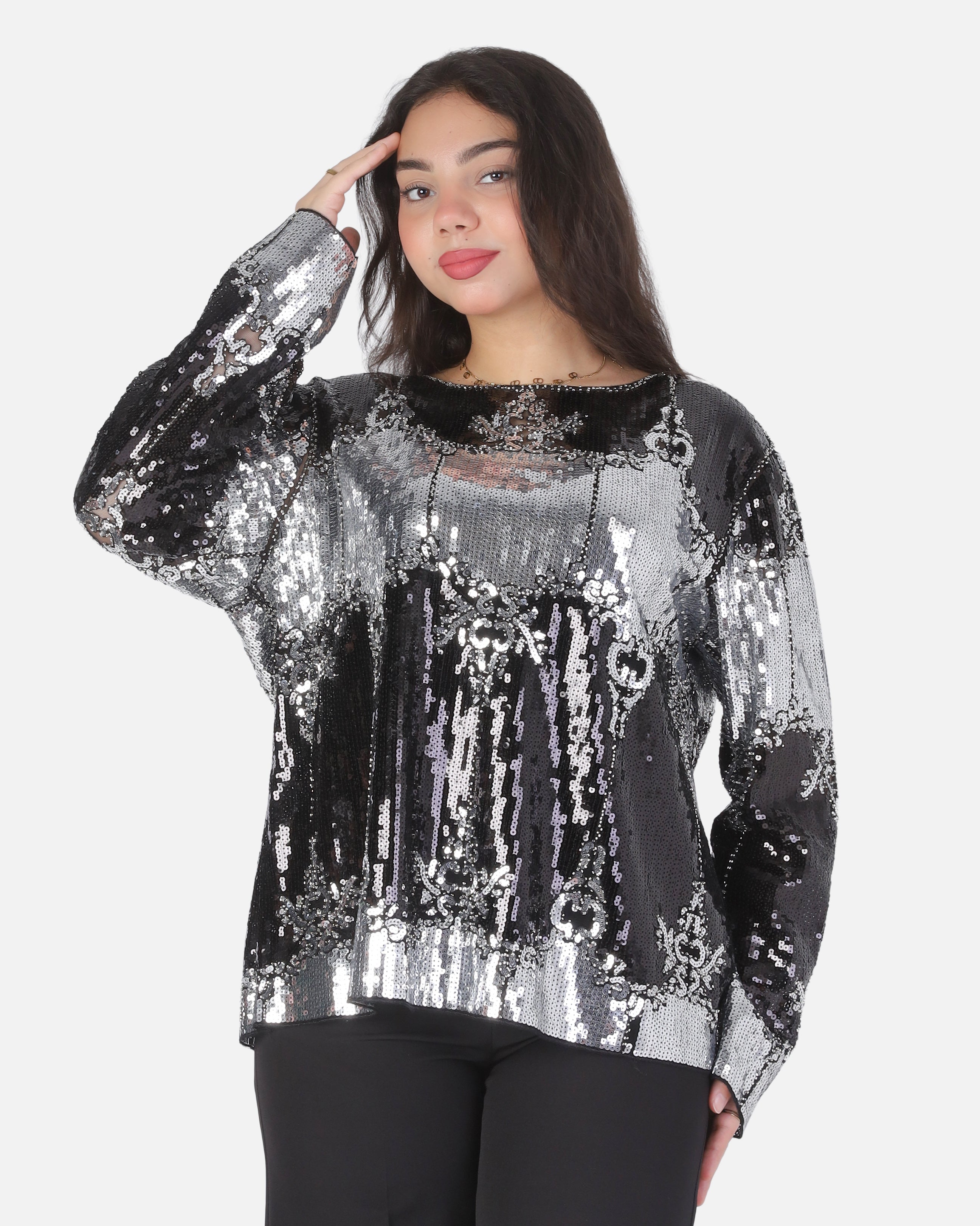 Embellished Mesh Statement Blouse 2074820