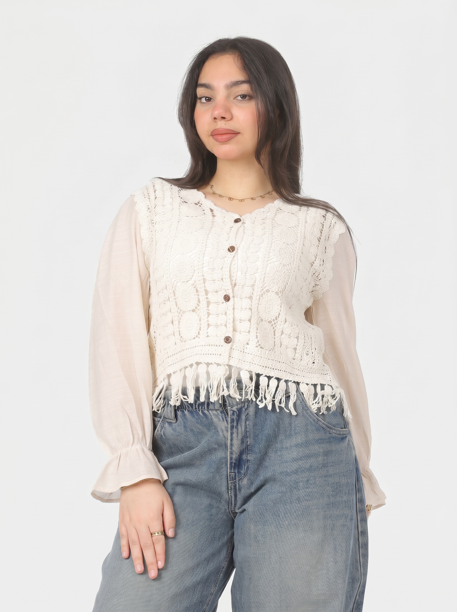 Cropped Floral Crochet Blouse 2074a27
