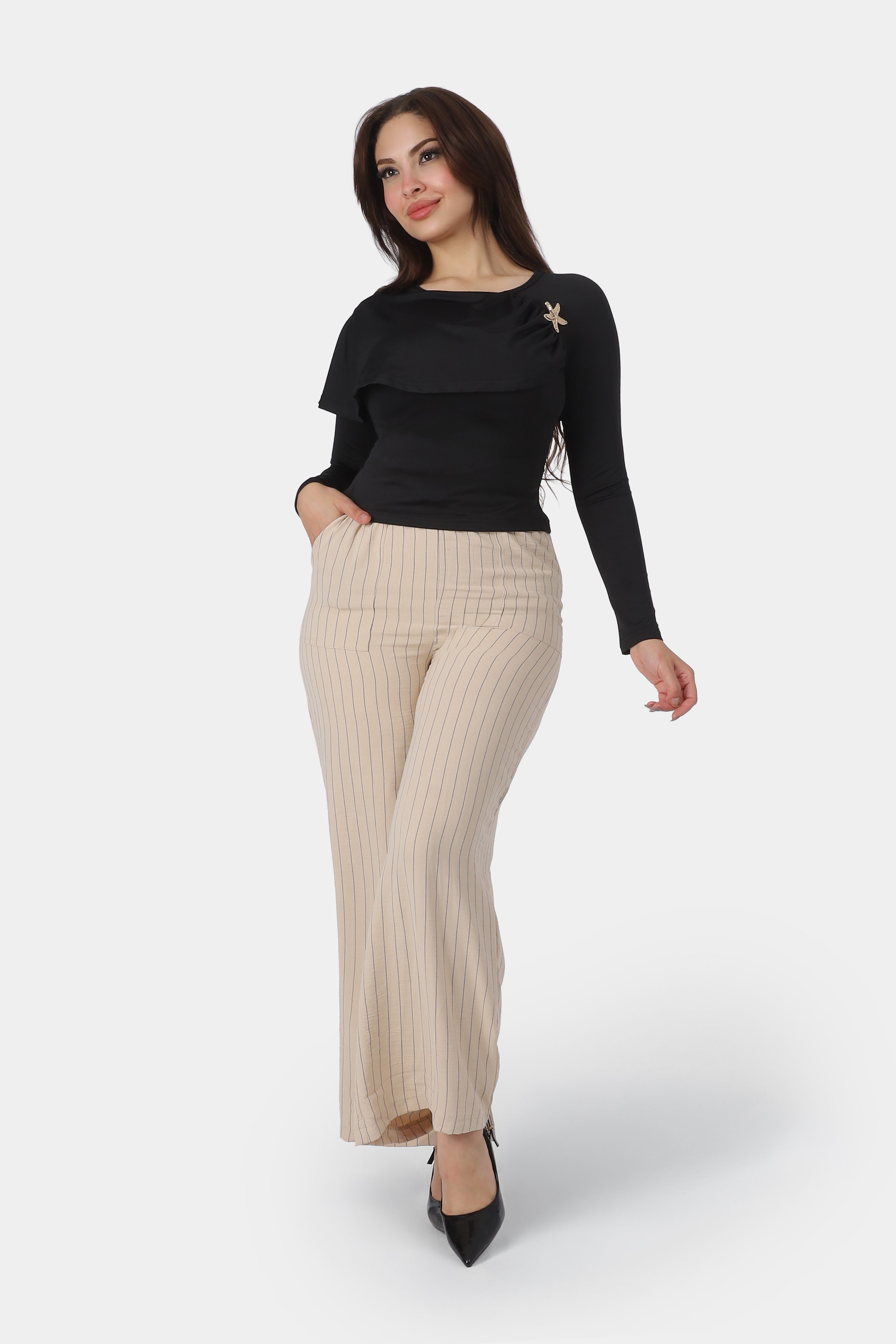 Chic Pinstripe Comfort Pants 698400