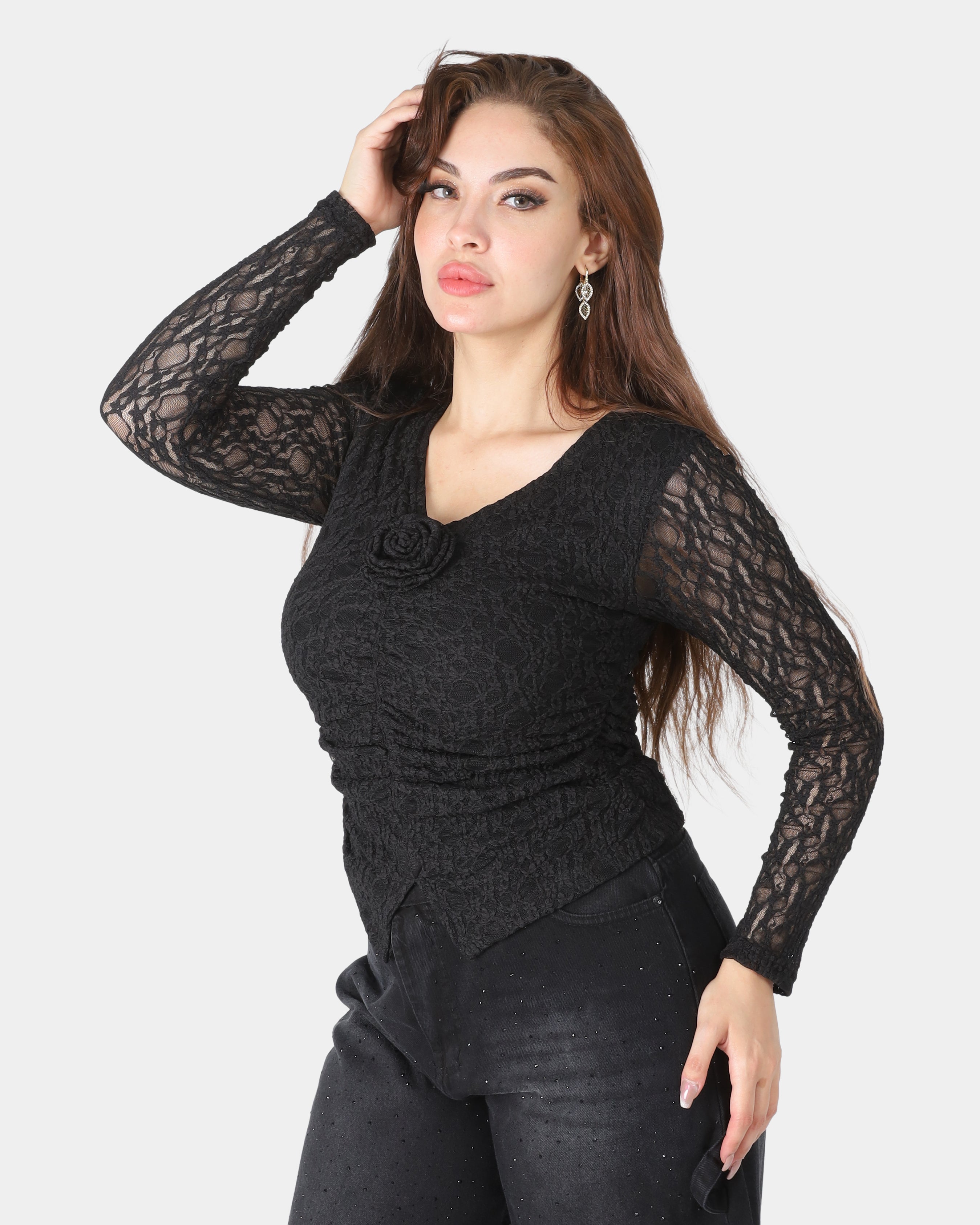 Elegant Lace V-Neck Top 20761108