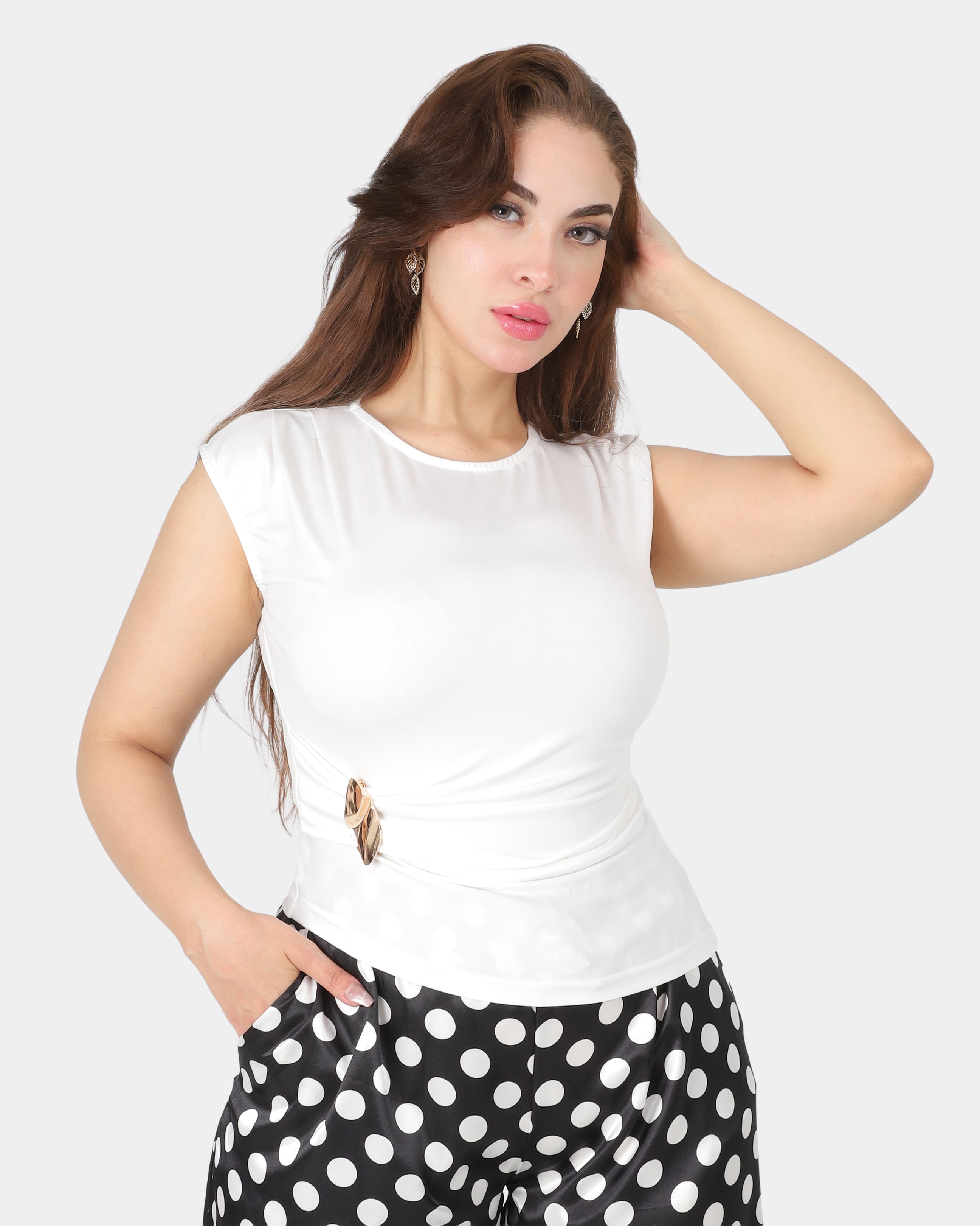 Chic Sleeveless Crop Top Blouse 20761109