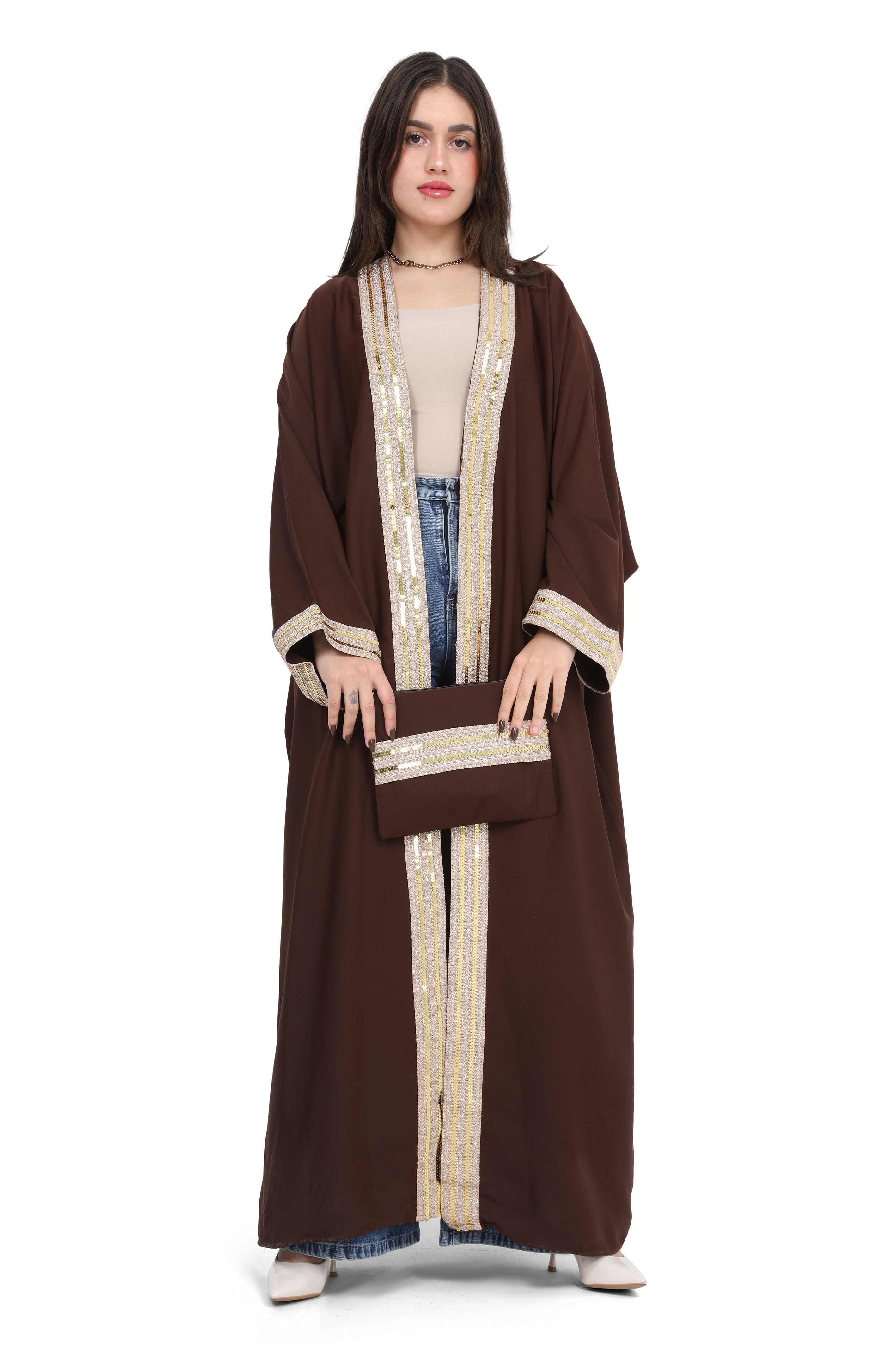 Open Cardigan With A Simple Decorative Line 17195004