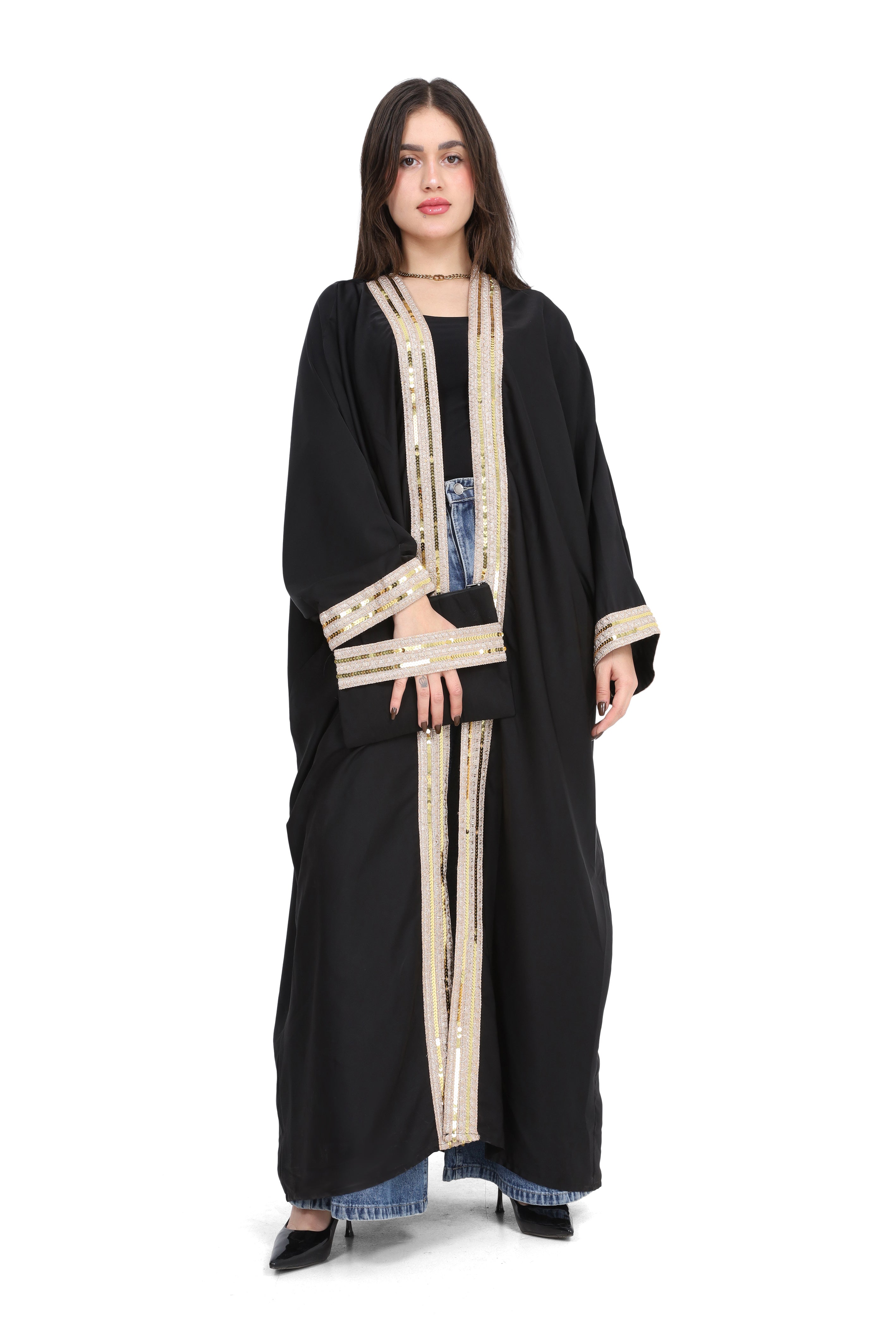 Open Cardigan With A Simple Decorative Line 17195004