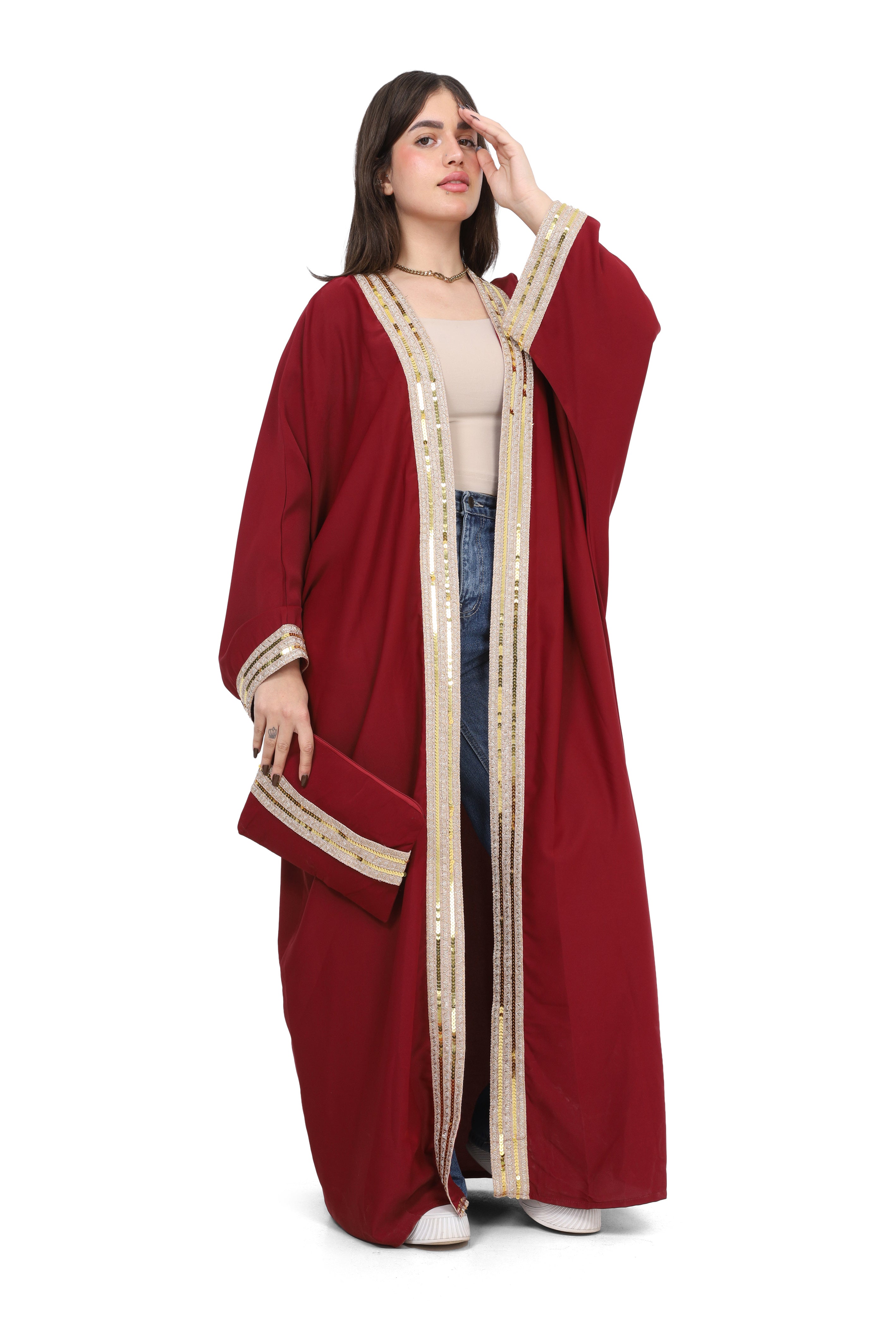 Open Cardigan With A Simple Decorative Line 17195004