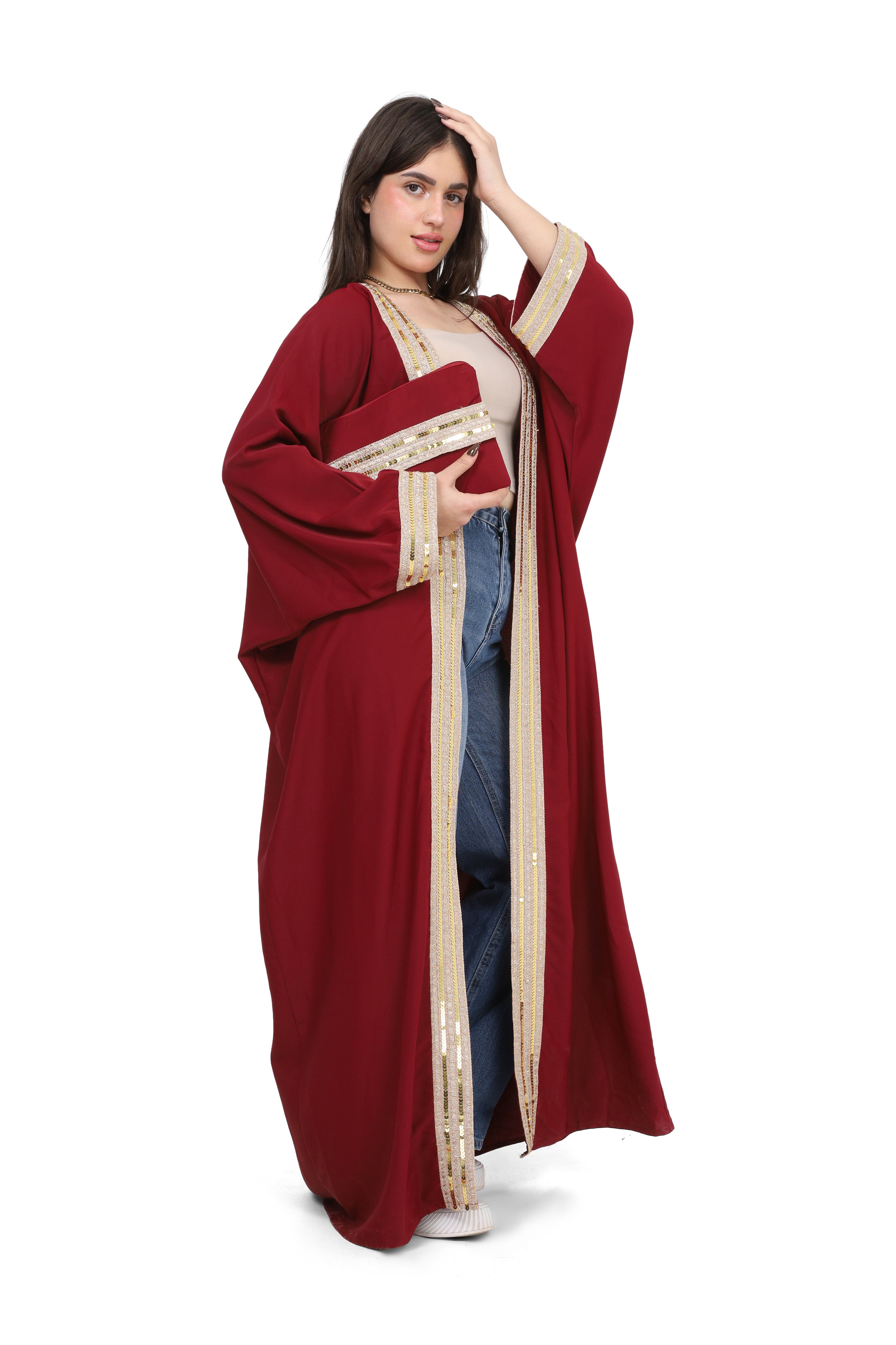 Open Cardigan With A Simple Decorative Line  20765004