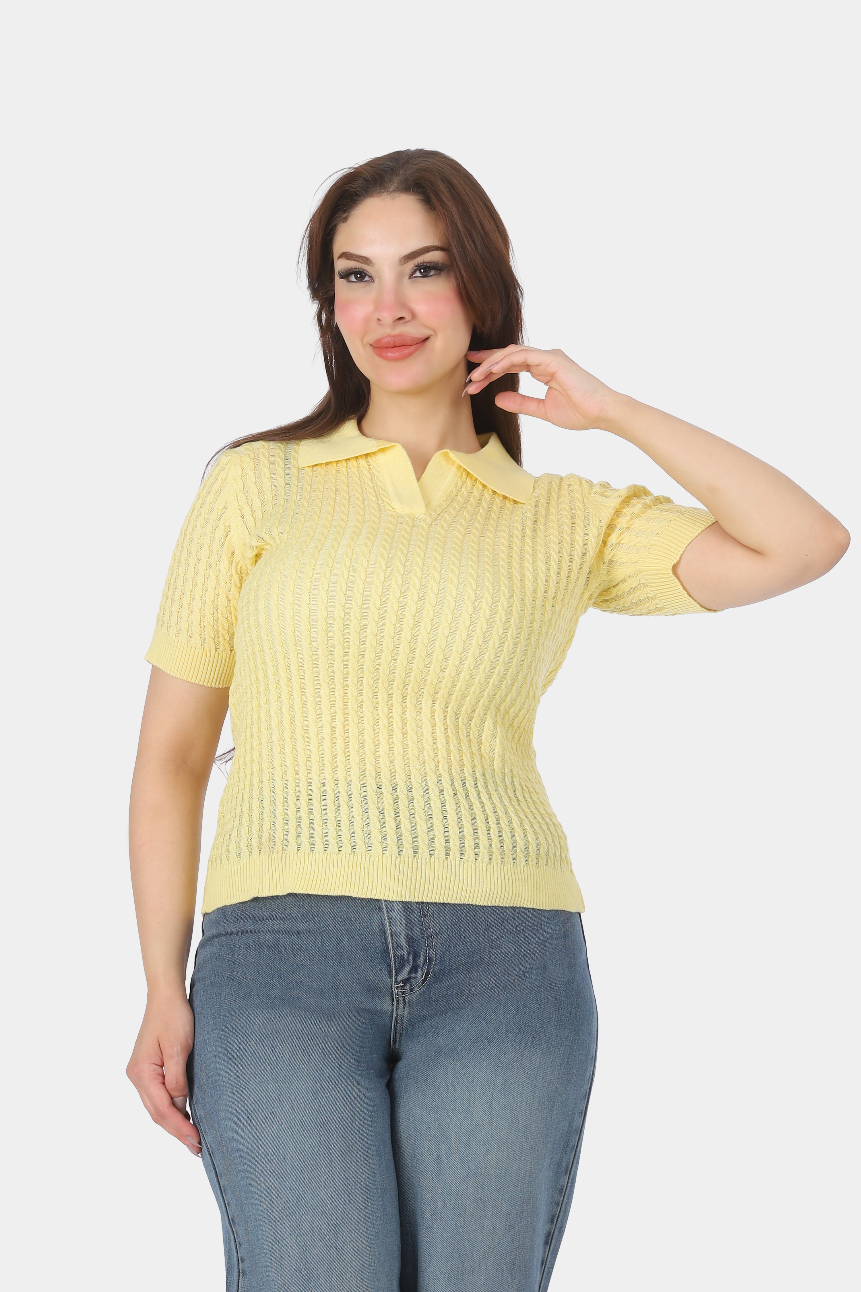 Cable Knit Short Sleeve T-shirt 2076602
