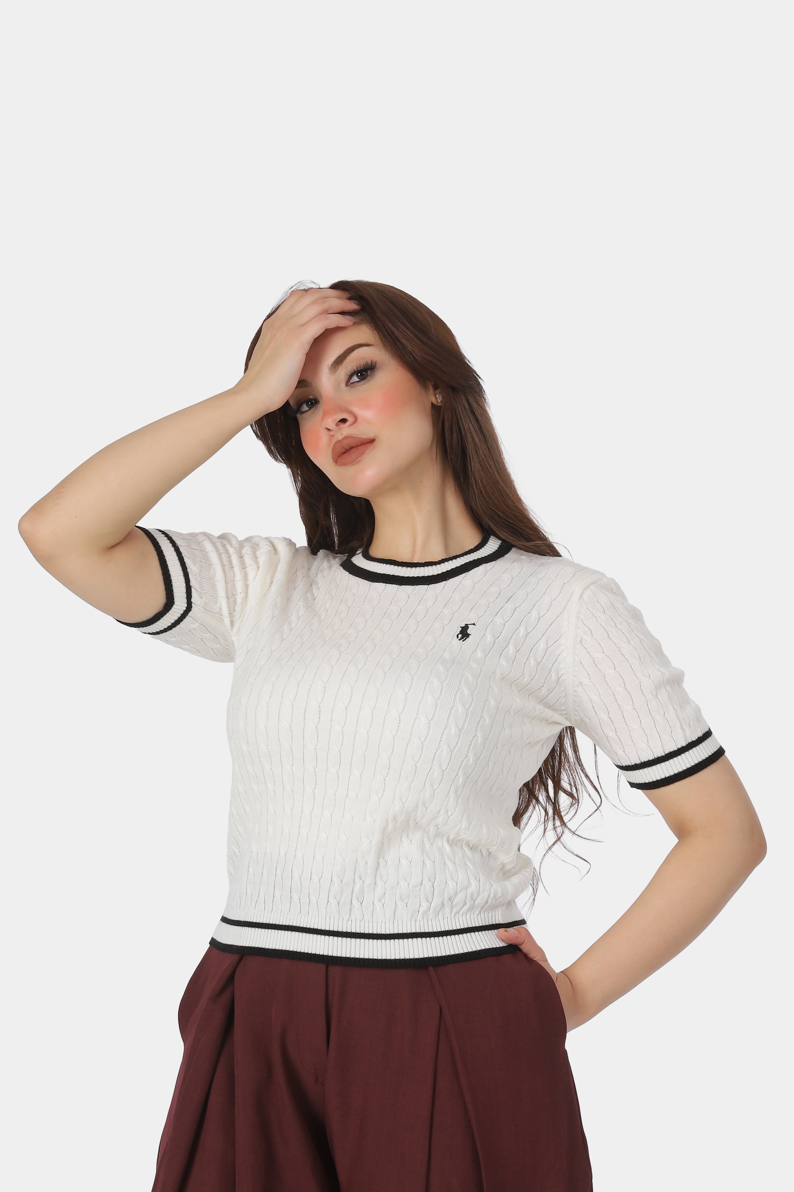 Cable Knit Short Sleeve T-shirt 2076603